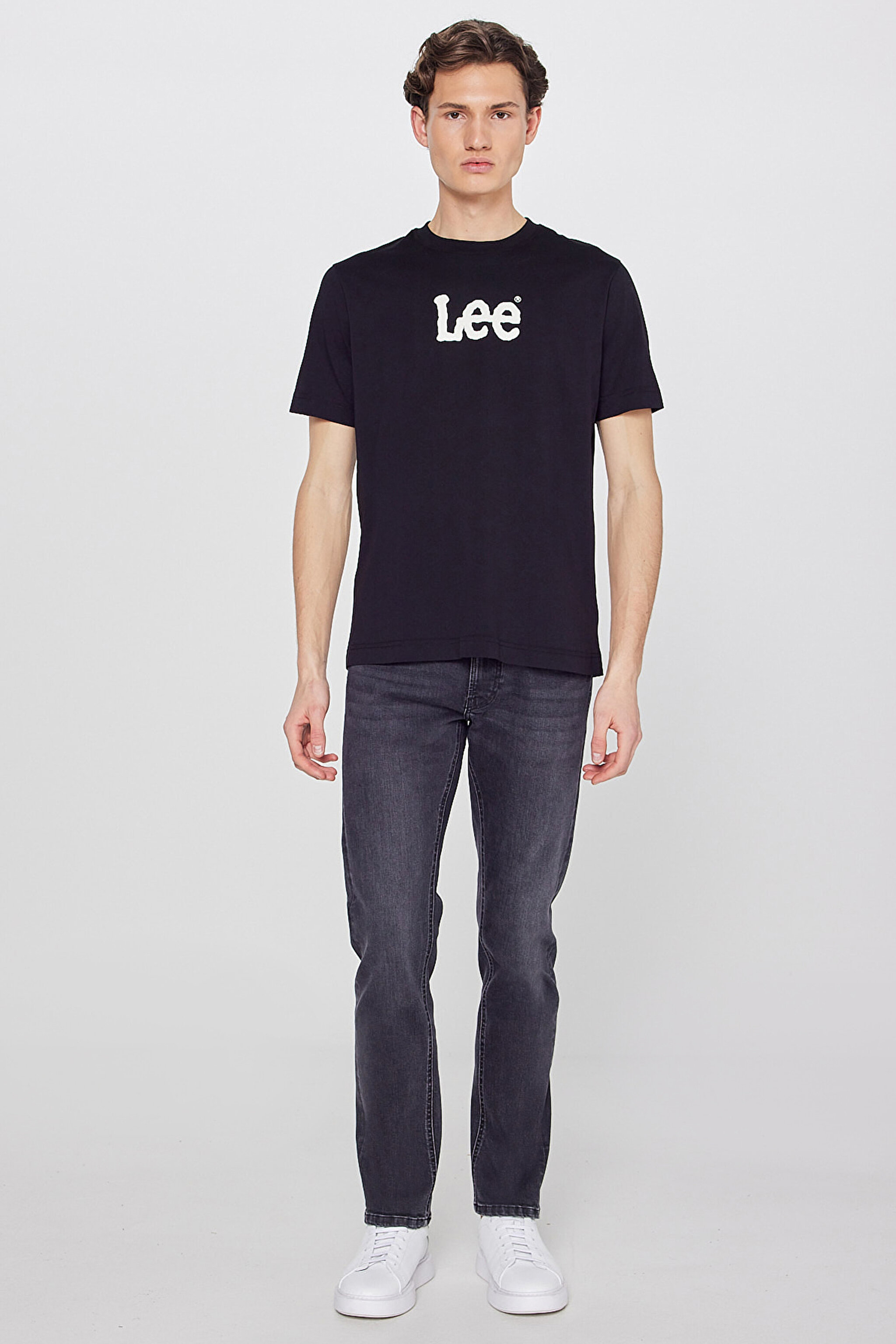 %100 Pamuk Nefes Alan Kumaş Regular Fit Logo Detaylı Tişört - Black-L2610100001 (görsel 3)