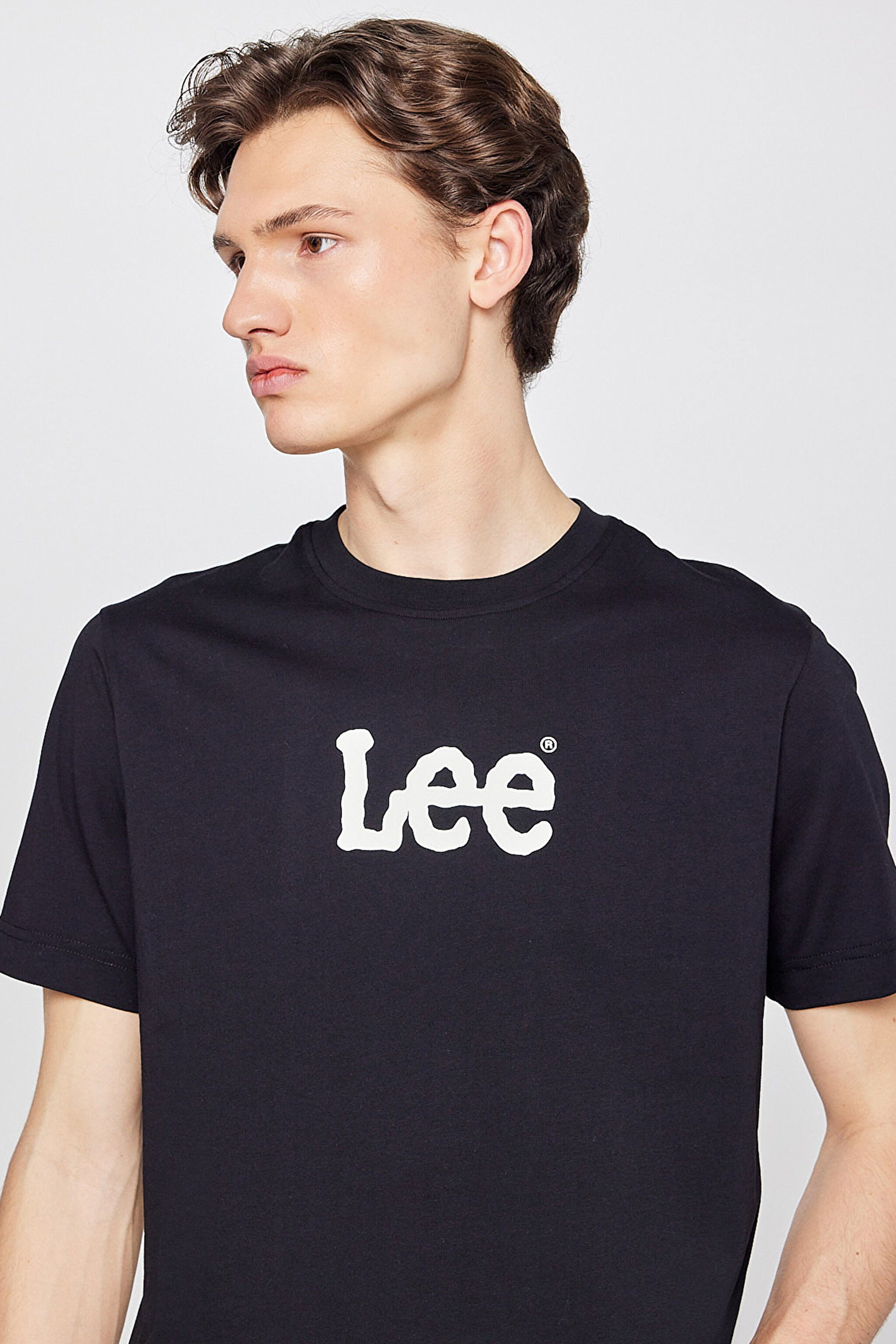 %100 Pamuk Nefes Alan Kumaş Regular Fit Logo Detaylı Tişört - Black-L2610100001 (görsel 4)