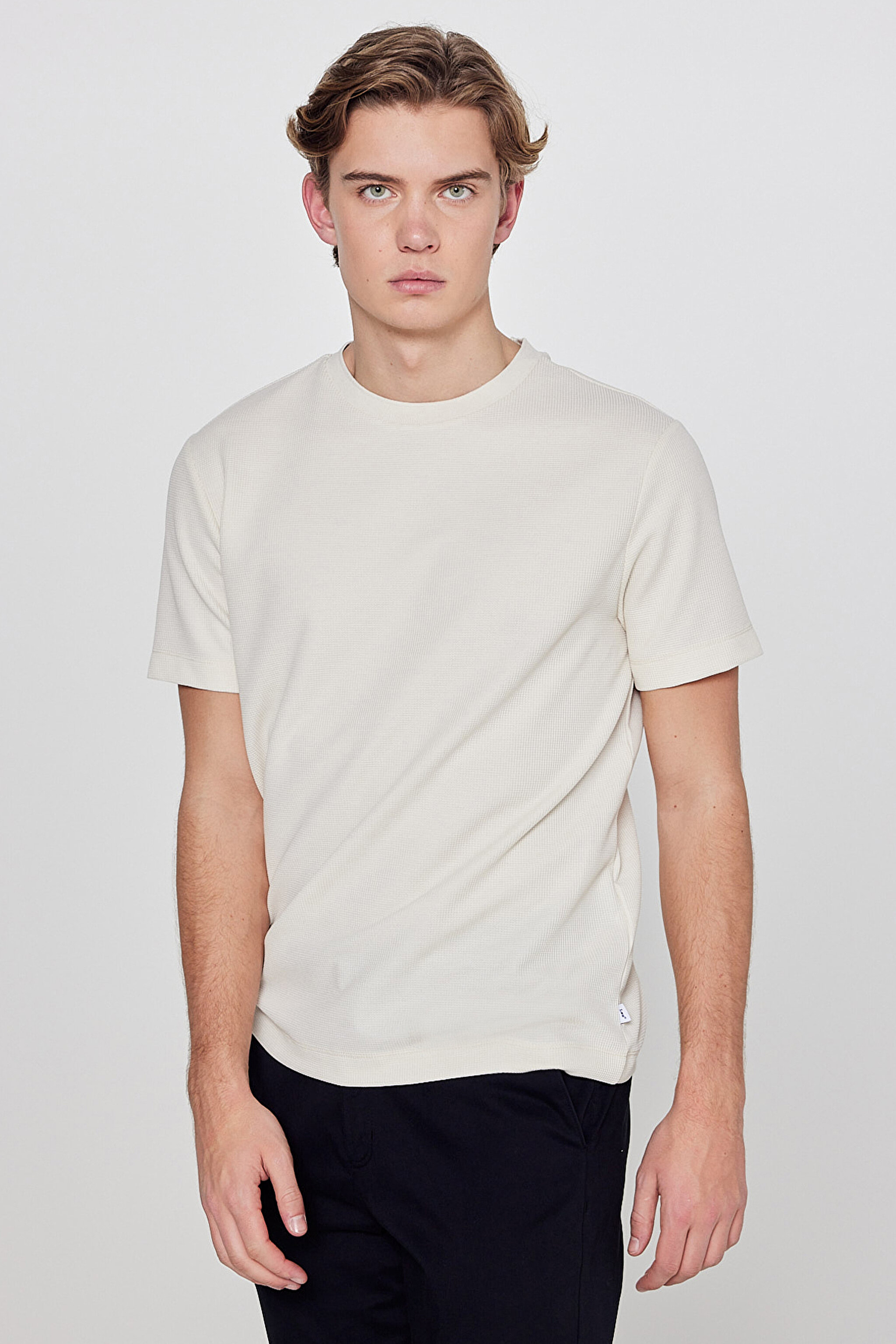 Yumuşak Dokulu Regular Fit Normal Kesim Bisiklet Yaka Basic Tişört - Beige-L2610123614 (görsel 2)