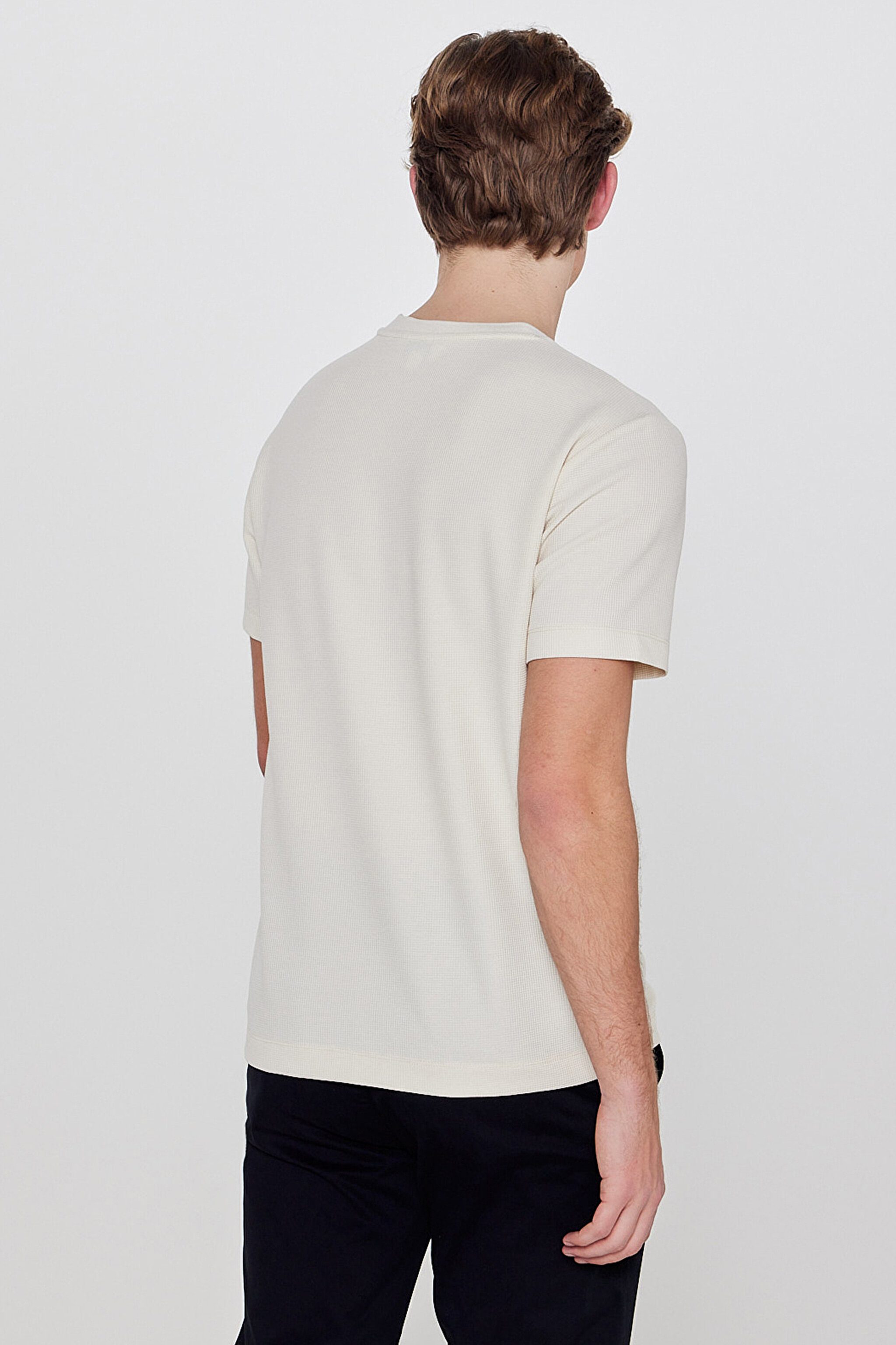 Yumuşak Dokulu Regular Fit Normal Kesim Bisiklet Yaka Basic Tişört - Beige-L2610123614 (görsel 5)