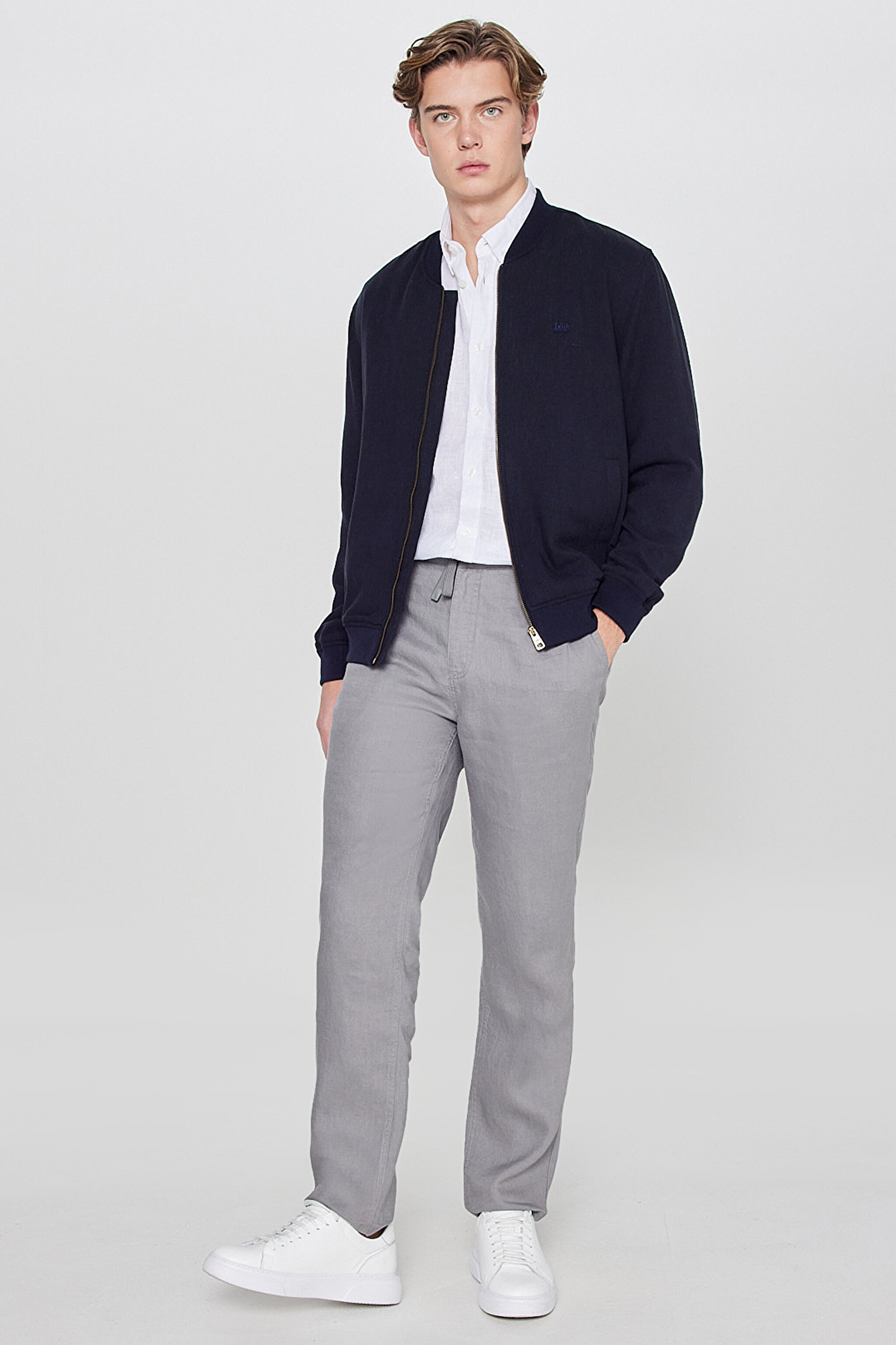 Keten Regular Fit Normal Kesim Cepli Bomber Ceket - Navy-L2610125410 (görsel 3)