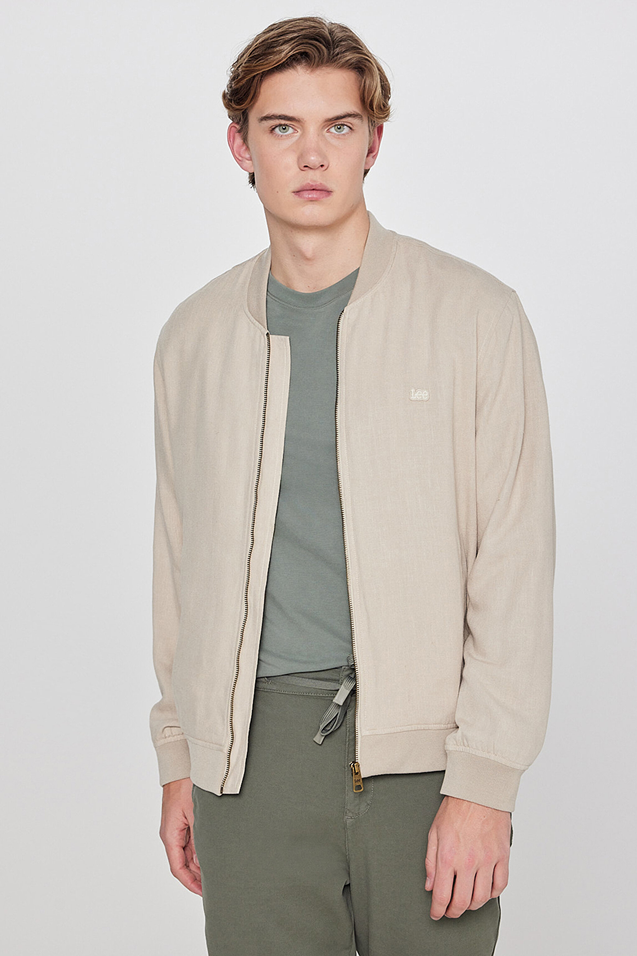 Keten Regular Fit Normal Kesim Cepli Bomber Ceket - Beige-L2610125614 (görsel 2)