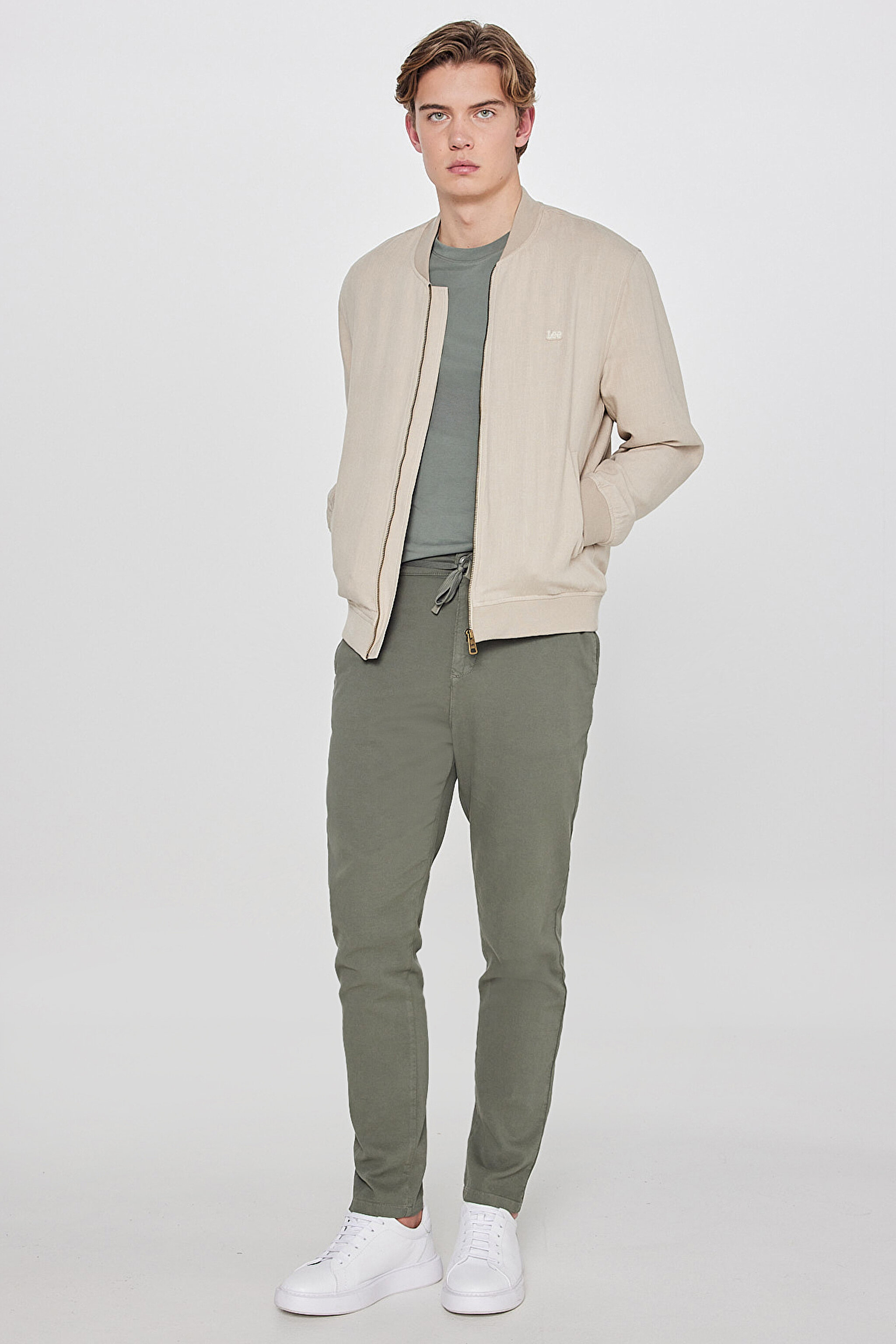 Keten Regular Fit Normal Kesim Cepli Bomber Ceket - Beige-L2610125614 (görsel 3)