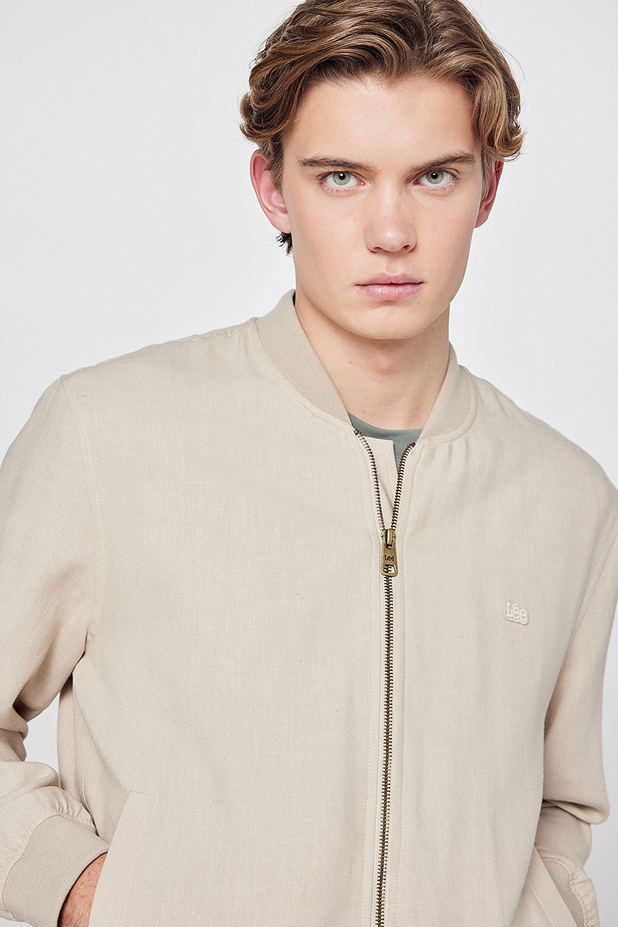 Keten Regular Fit Normal Kesim Cepli Bomber Ceket - Beige-L2610125614 (görsel 4)