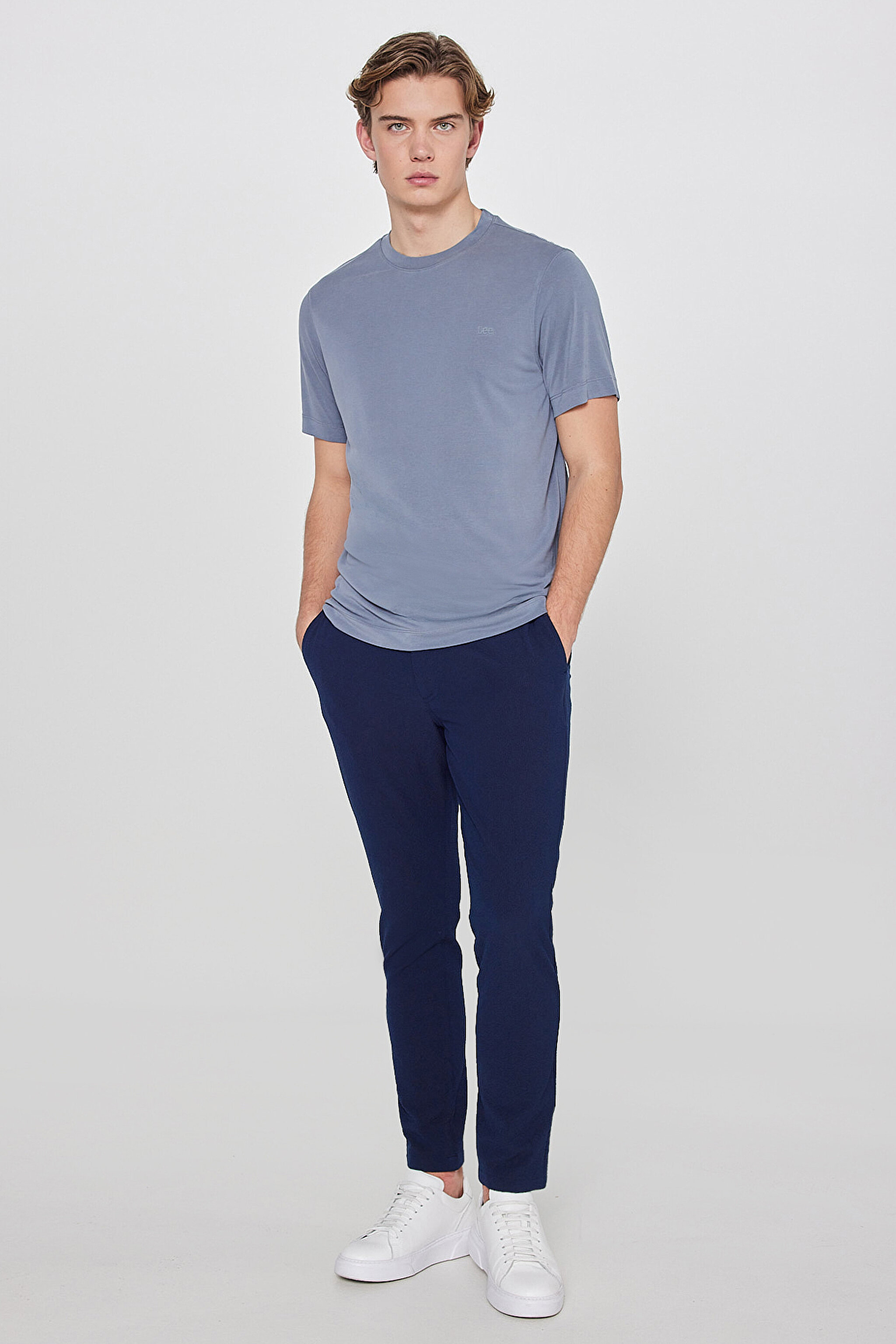 Yumuşak Dokulu Regular Fit Normal Kesim Bisiklet Yaka Premium Tişört - Gray-L2610126035 (görsel 3)