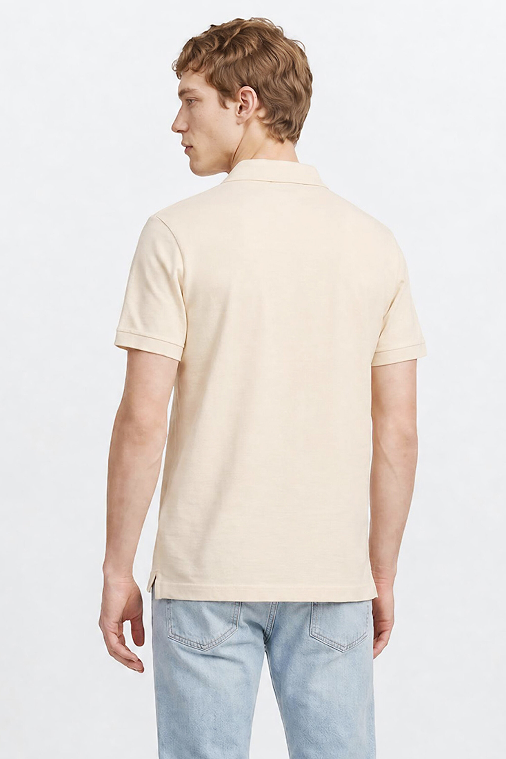%100 Pamuk Regular Fit Normal Kesim Polo Yaka Tişört - Beige-L2610130614 (görsel 5)