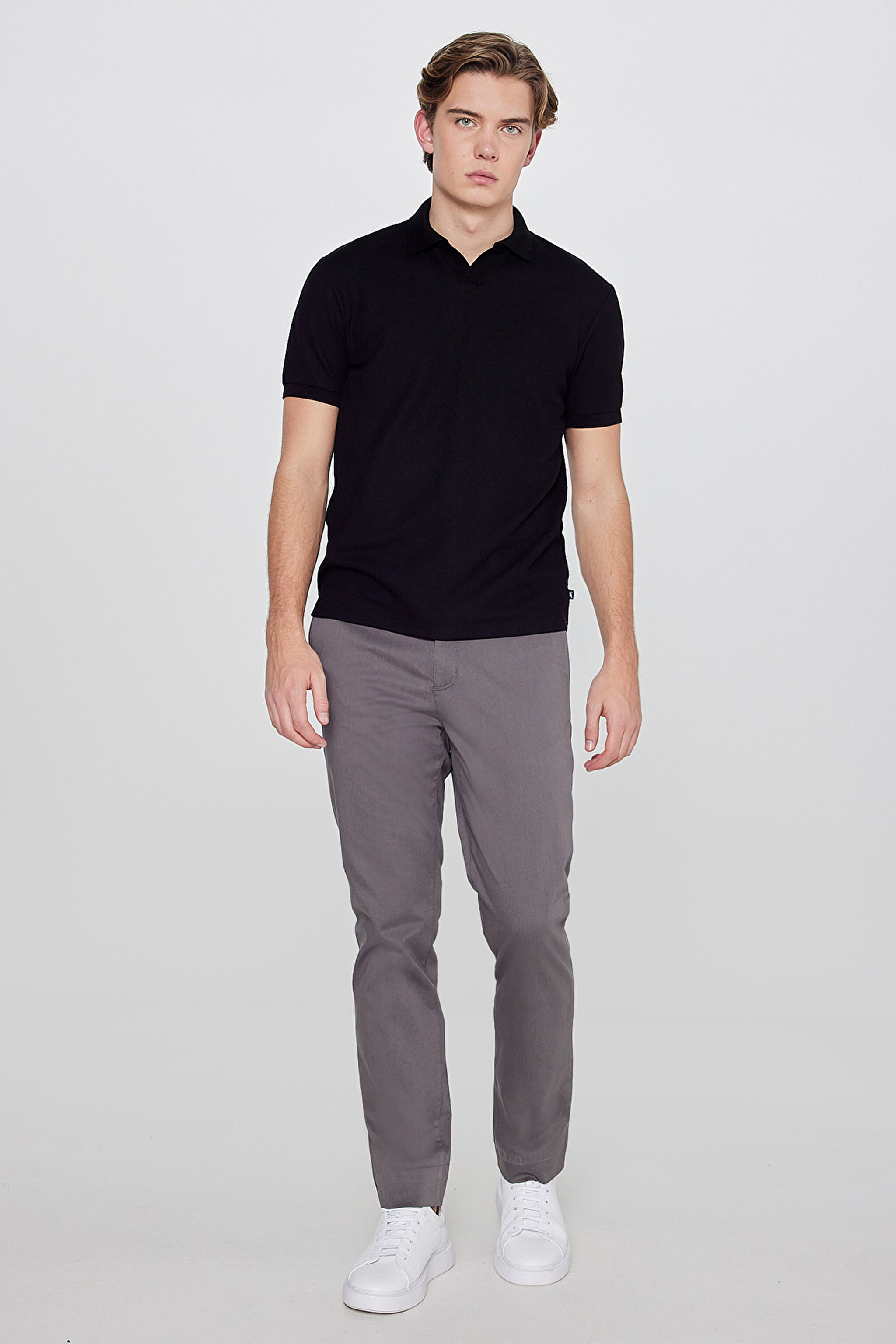Regular Fit Normal Kesim Polo Yaka Tişört - Black-L2610159001 (görsel 3)