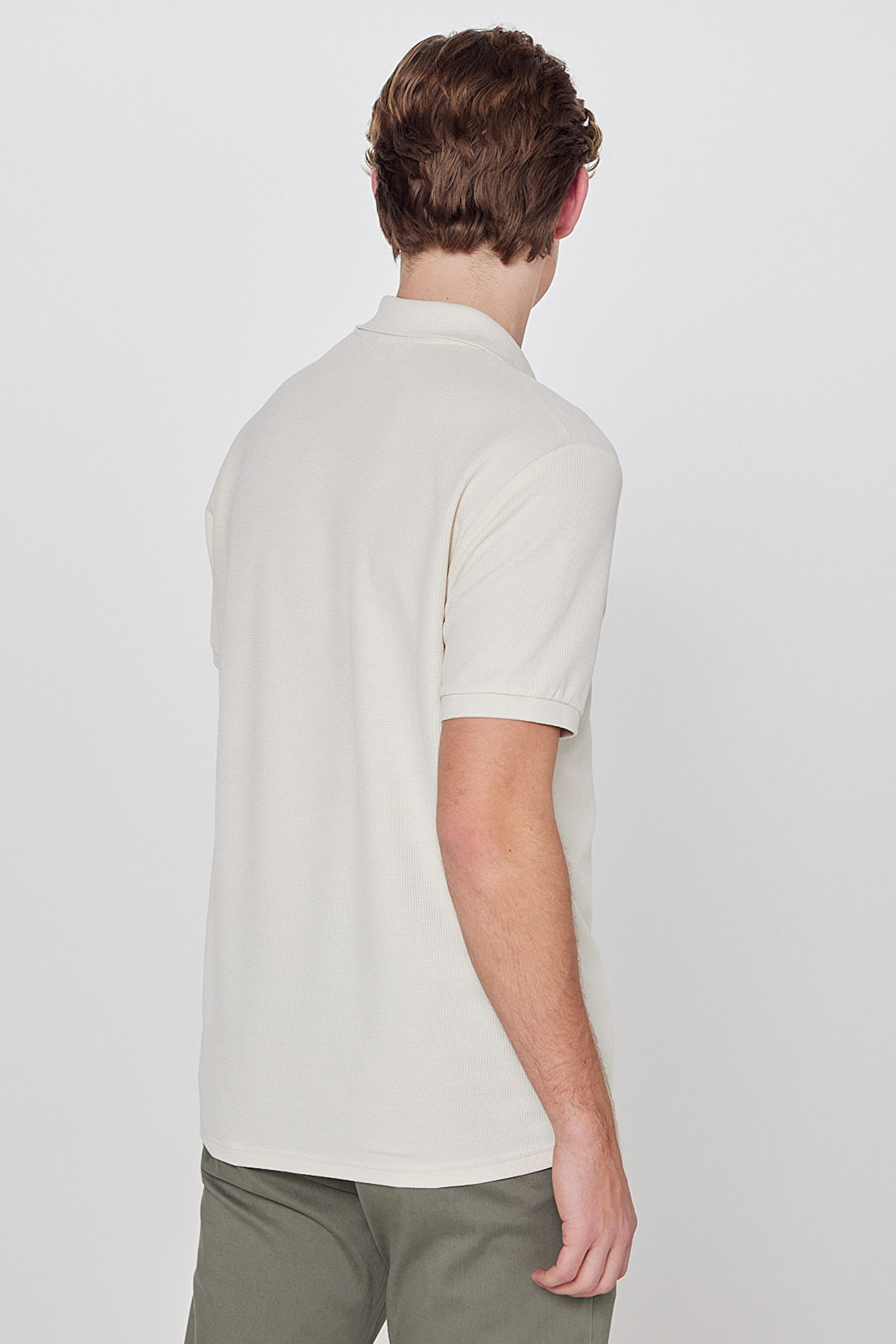 Regular Fit Normal Kesim Polo Yaka Tişört - Beige-L2610159614 (görsel 5)