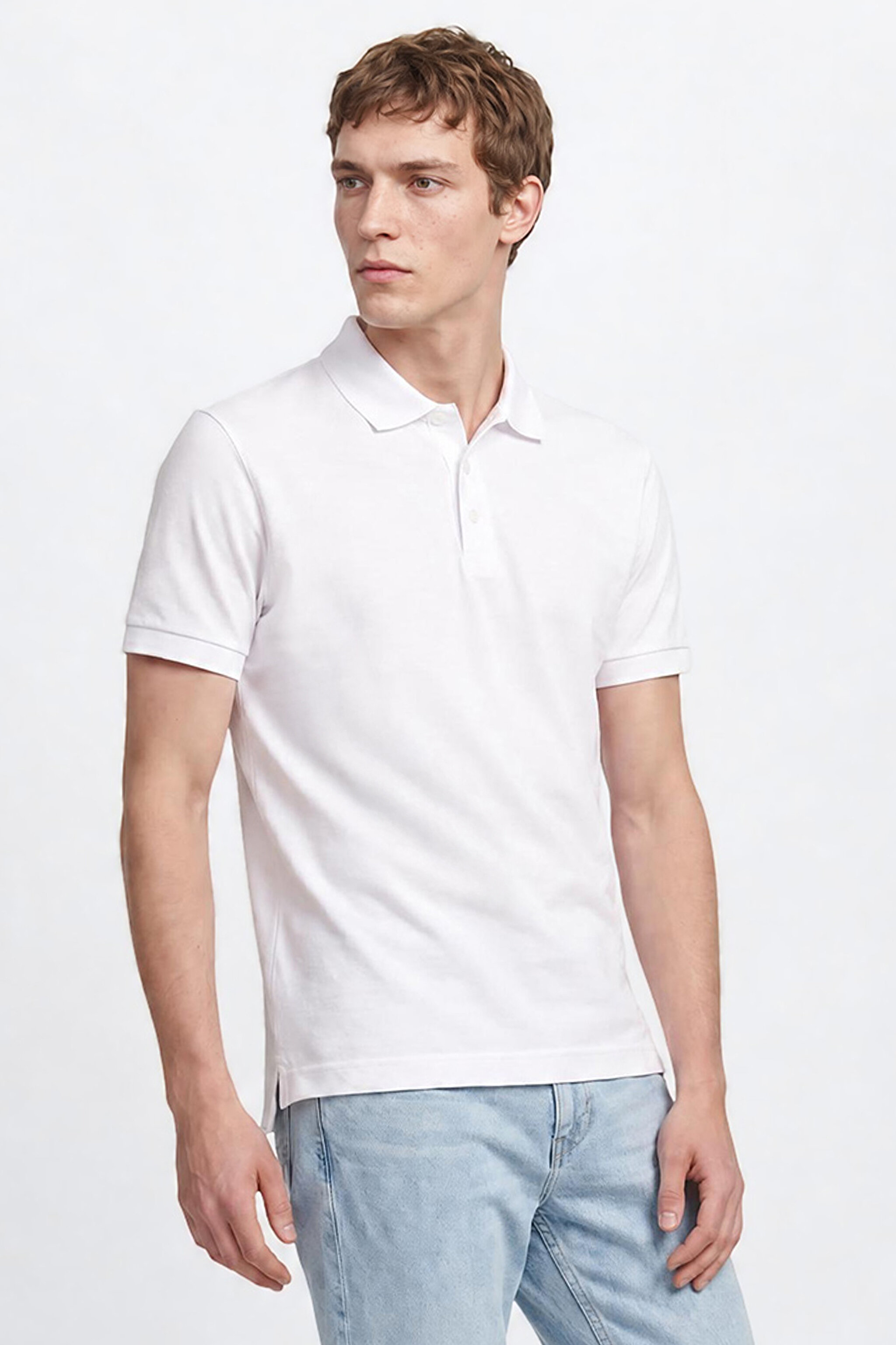 Pamuklu Regular Fit Normal Kesim Polo Yaka Tişört - White-L2610160100 (görsel 2)