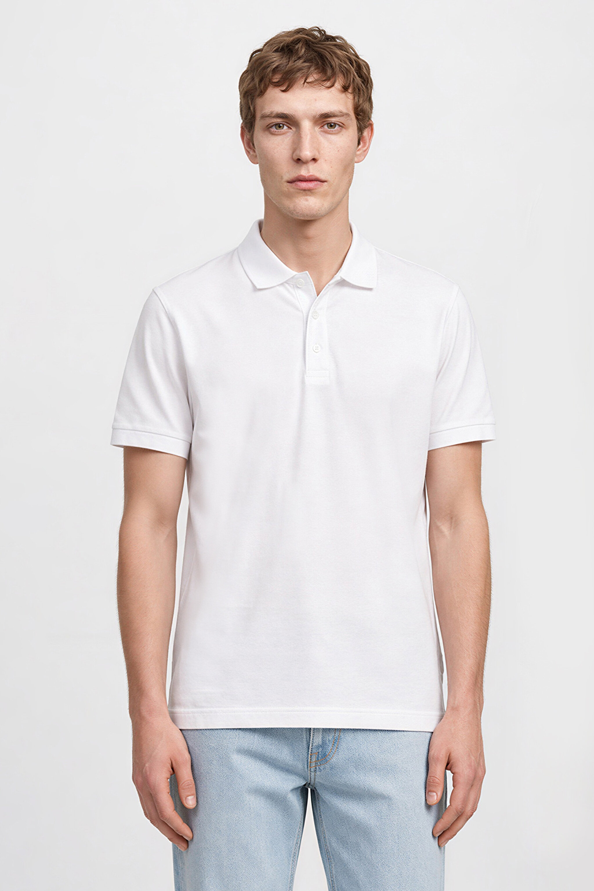 Pamuklu Regular Fit Normal Kesim Polo Yaka Tişört - White-L2610160100 (görsel 4)