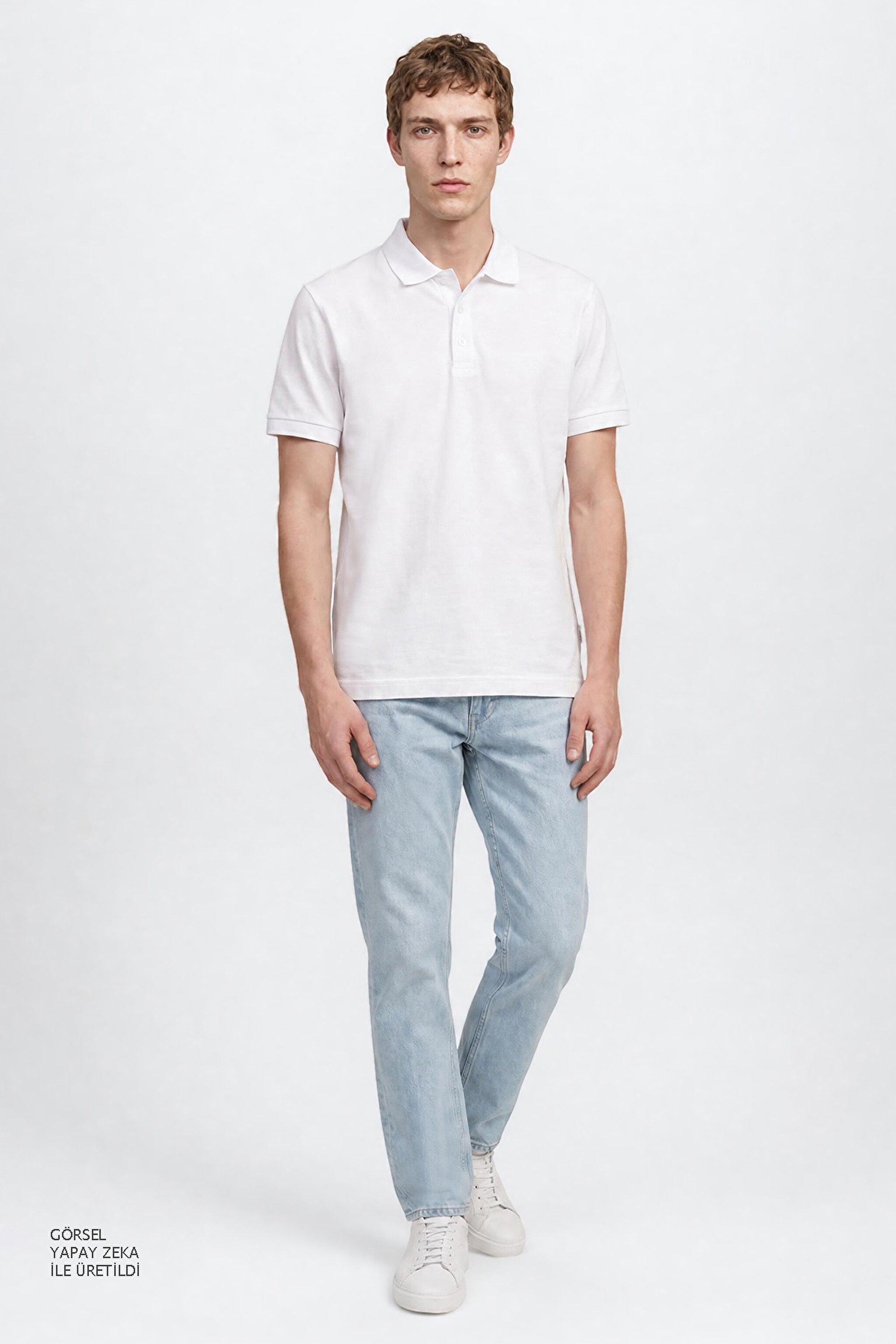 Pamuklu Regular Fit Normal Kesim Polo Yaka Tişört - White-L2610160100 (görsel 3)