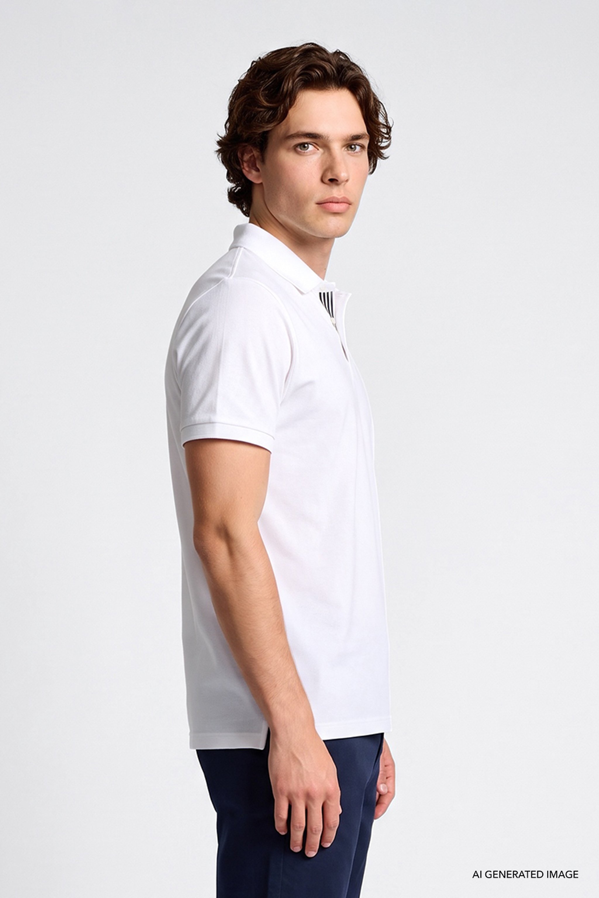 Pamuklu Regular Fit Normal Kesim Polo Yaka Tişört - White-L2610160100 (görsel 4)