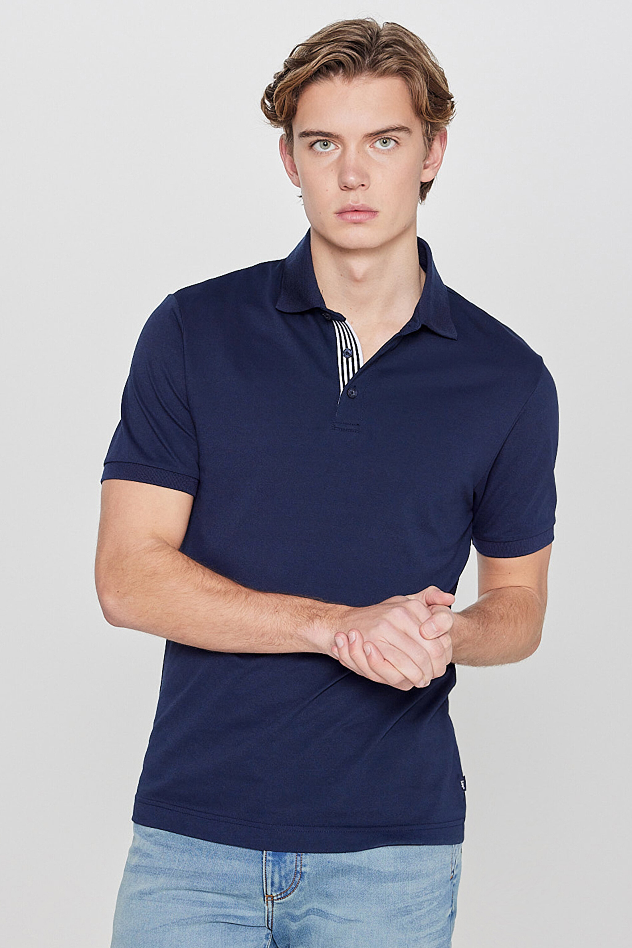 Pamuklu Regular Fit Normal Kesim Polo Yaka Tişört - Navy-L2610160410