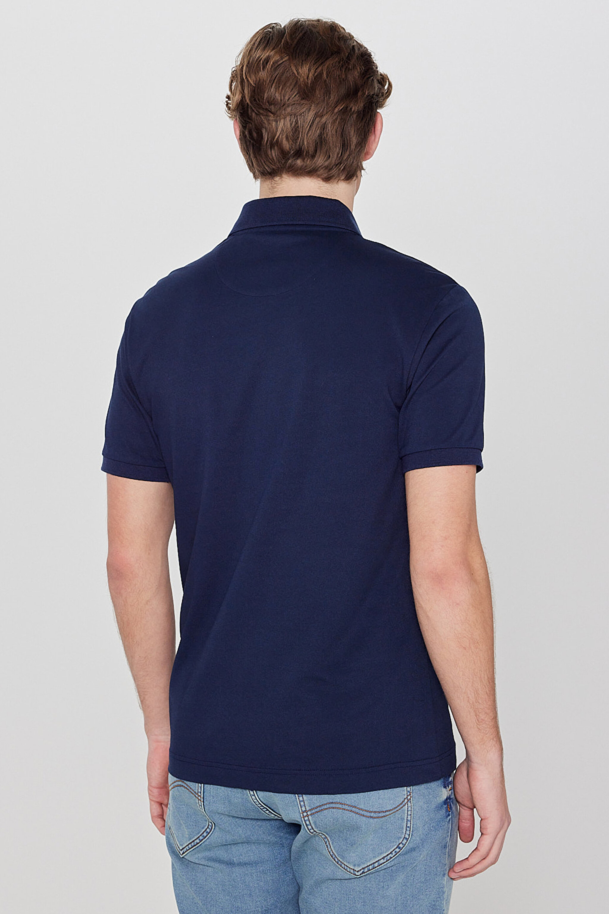 Pamuklu Regular Fit Normal Kesim Polo Yaka Tişört - Navy-L2610160410 (görsel 5)