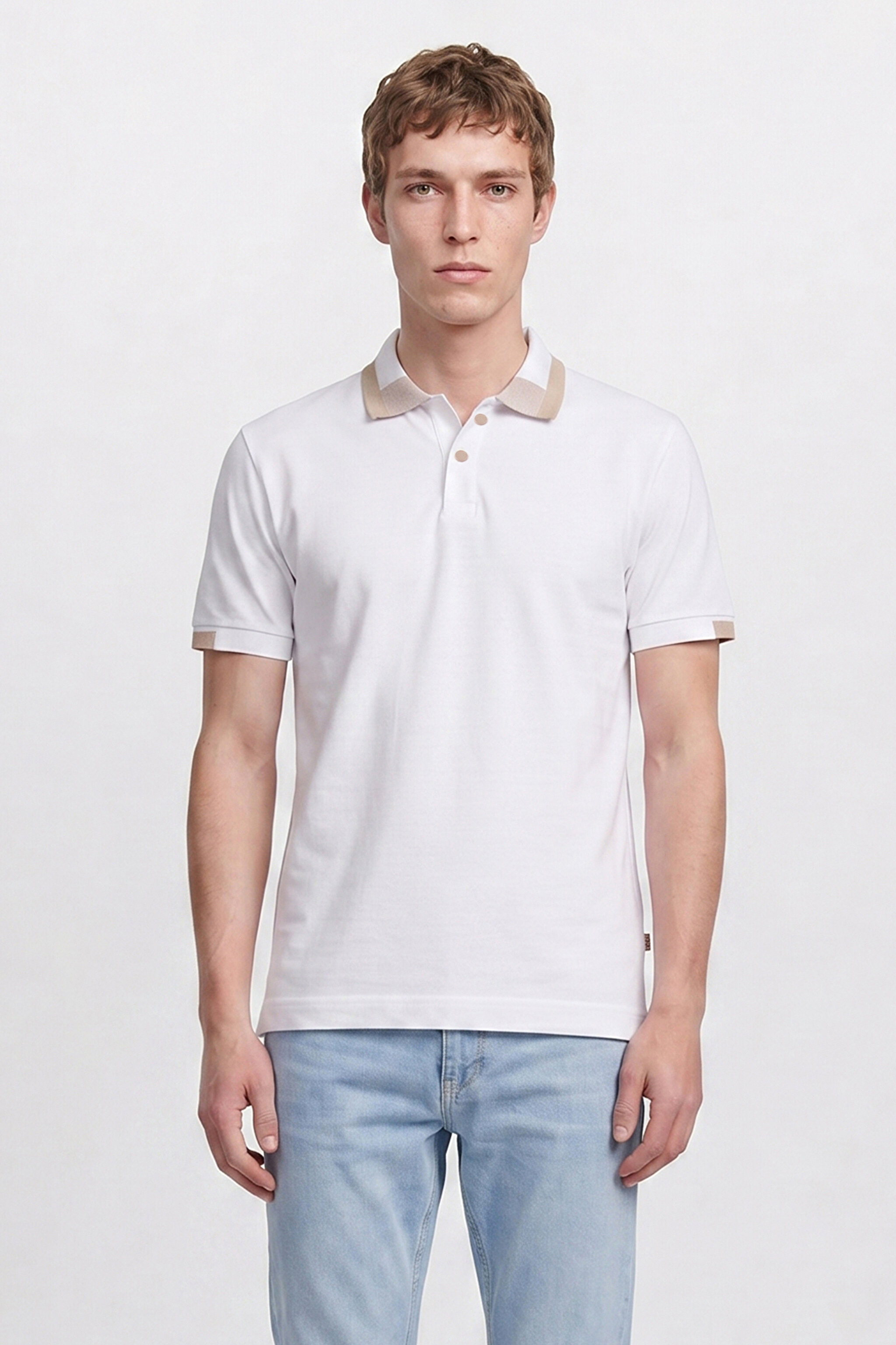 %100 Pamuk Regular Fit Normal Kesim Polo Yaka Tişört - White-L2610161100 (görsel 3)