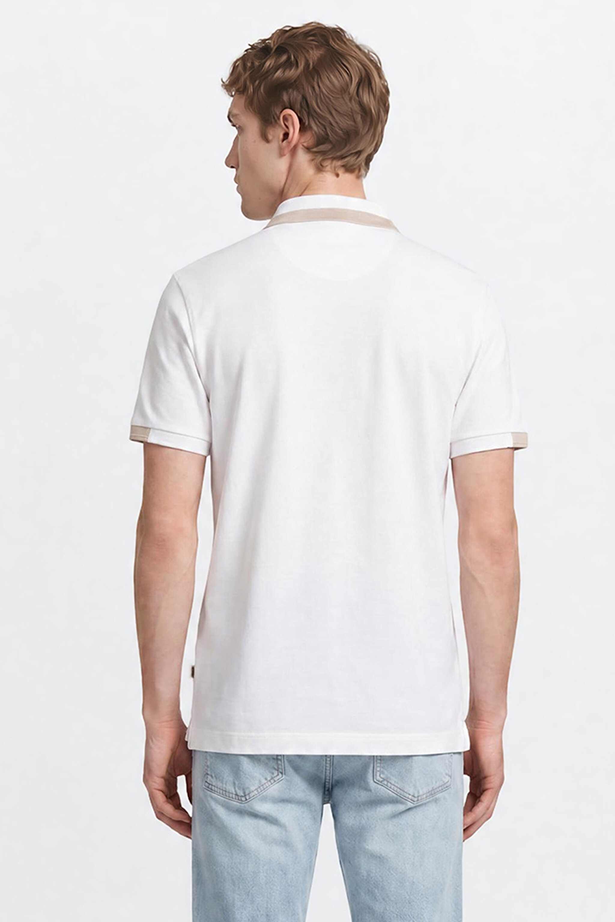 %100 Pamuk Regular Fit Normal Kesim Polo Yaka Tişört - White-L2610161100 (görsel 5)