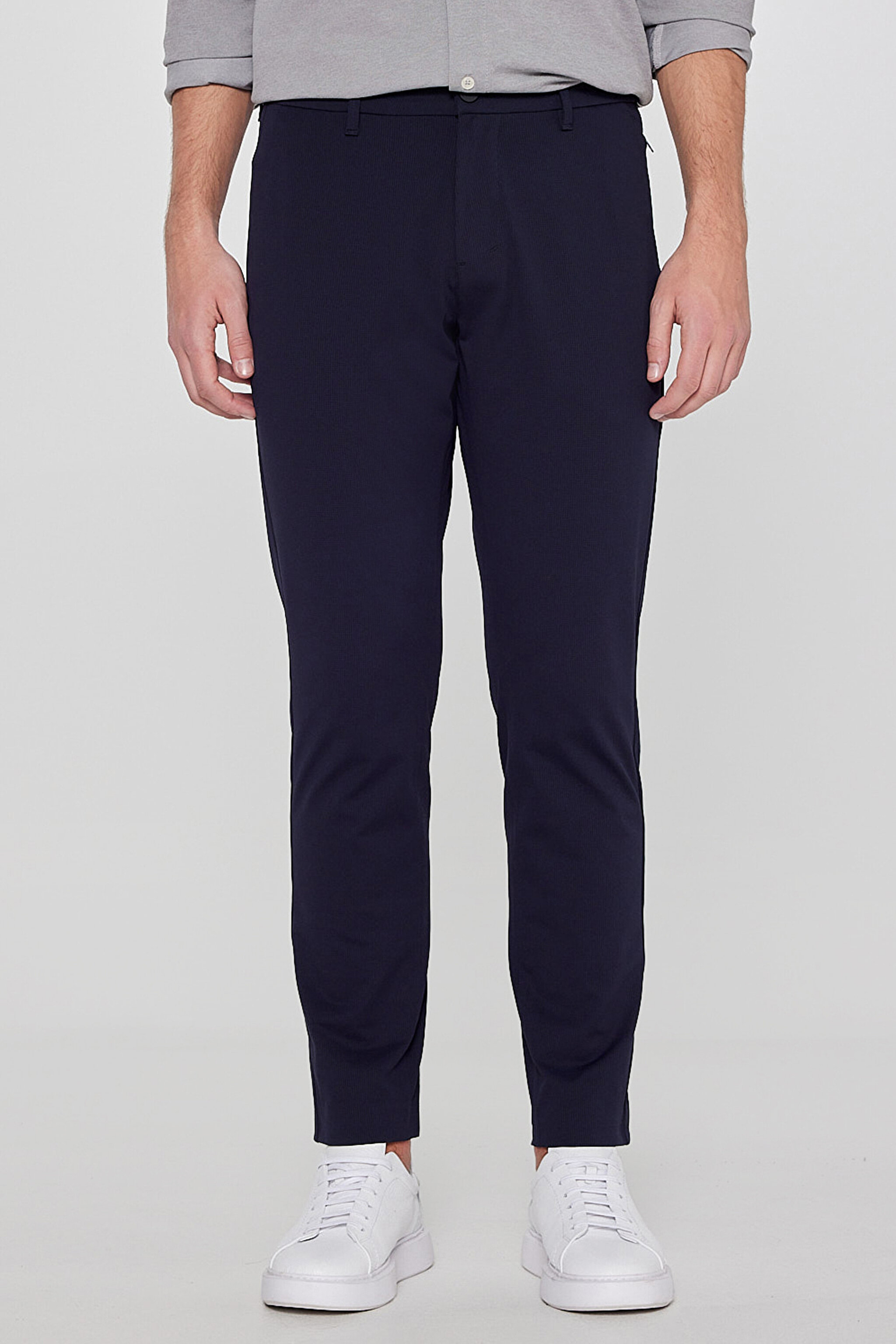 Slim Fit Dar Kesim Normal Bel Cepli Esnek Chino Pantolon - Navy-L2610164410 (görsel 3)
