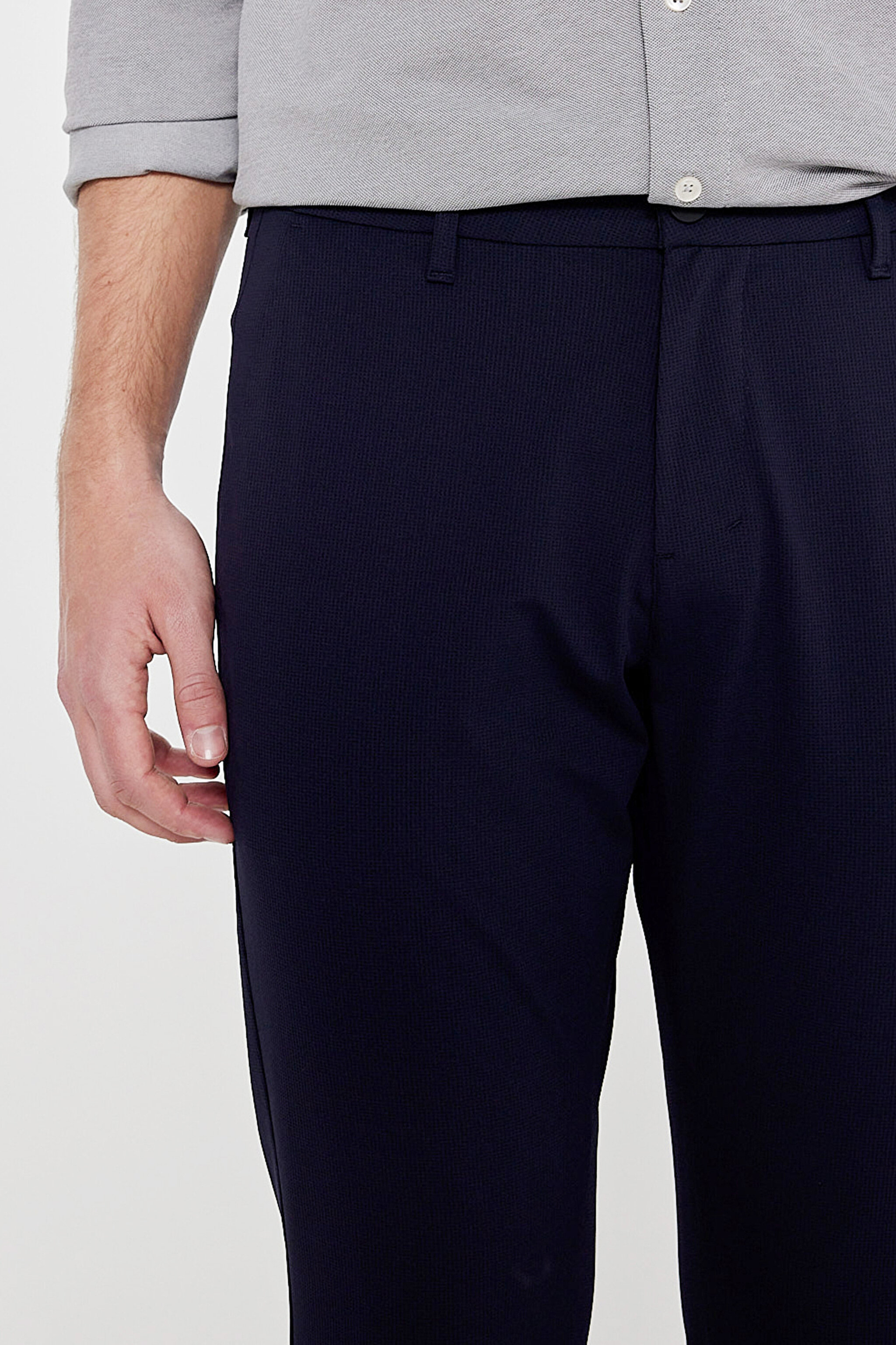 Slim Fit Dar Kesim Normal Bel Cepli Esnek Chino Pantolon - Navy-L2610164410 (görsel 5)