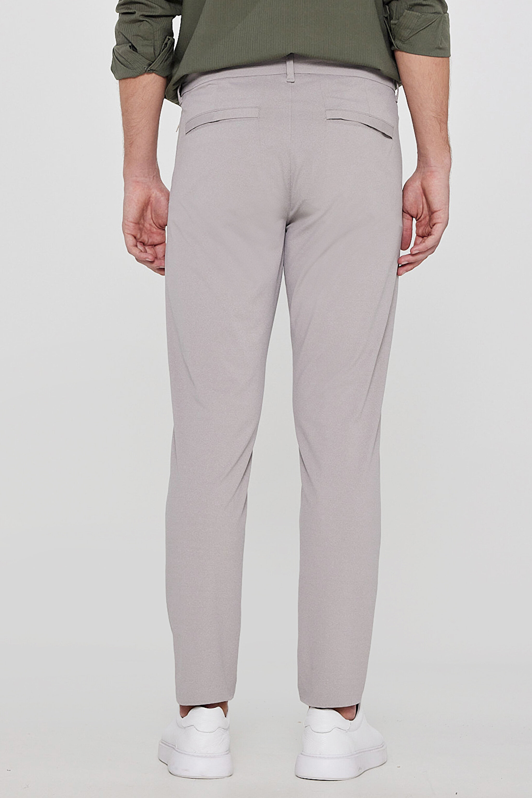 Slim Fit Dar Kesim Normal Bel Cepli Esnek Chino Pantolon - Beige-L2610164614 (görsel 4)