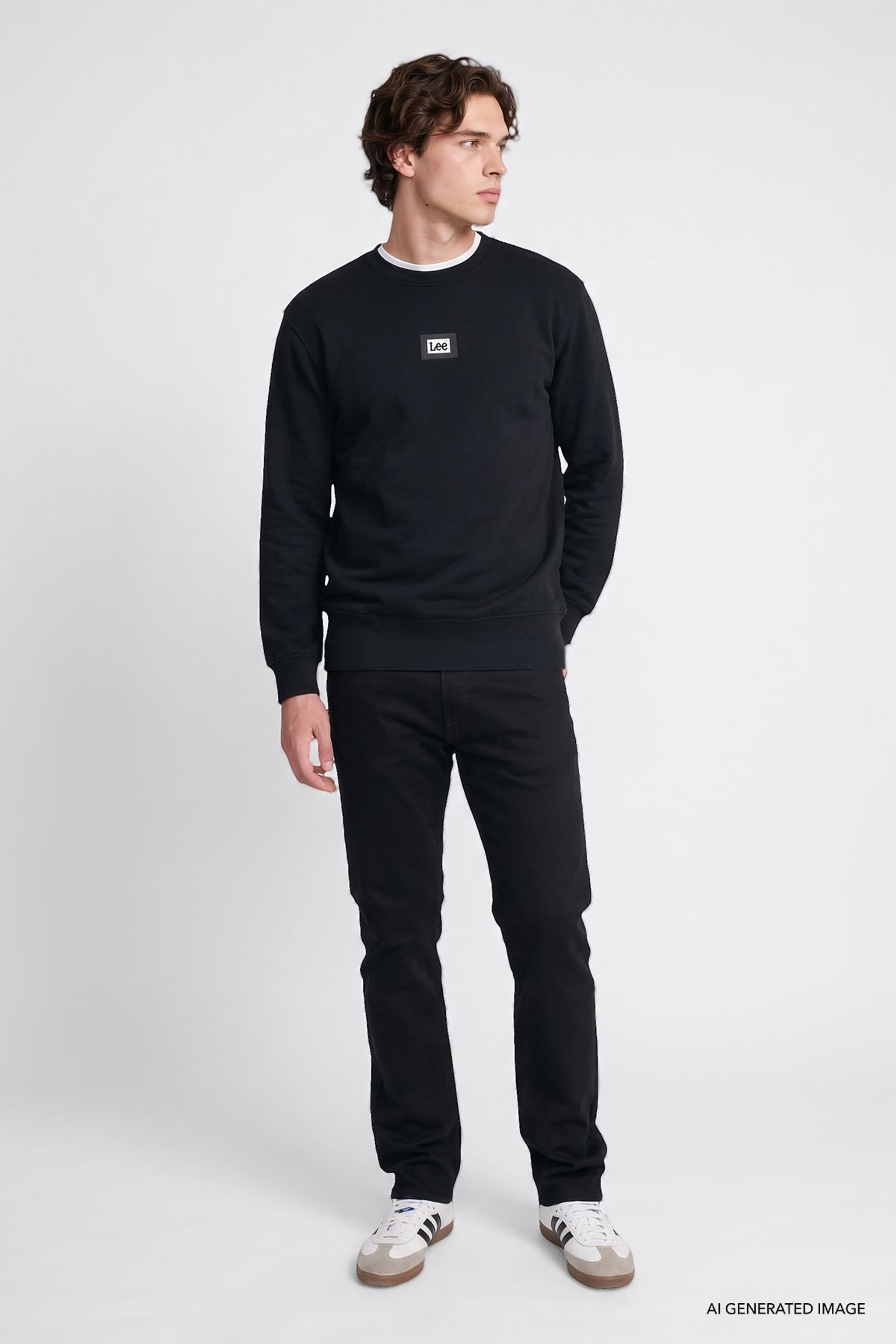 Pamuklu Regular Fit Normal Kesim Bisiklet Yaka Sweatshirt - Black-L2620075001 (görsel 2)