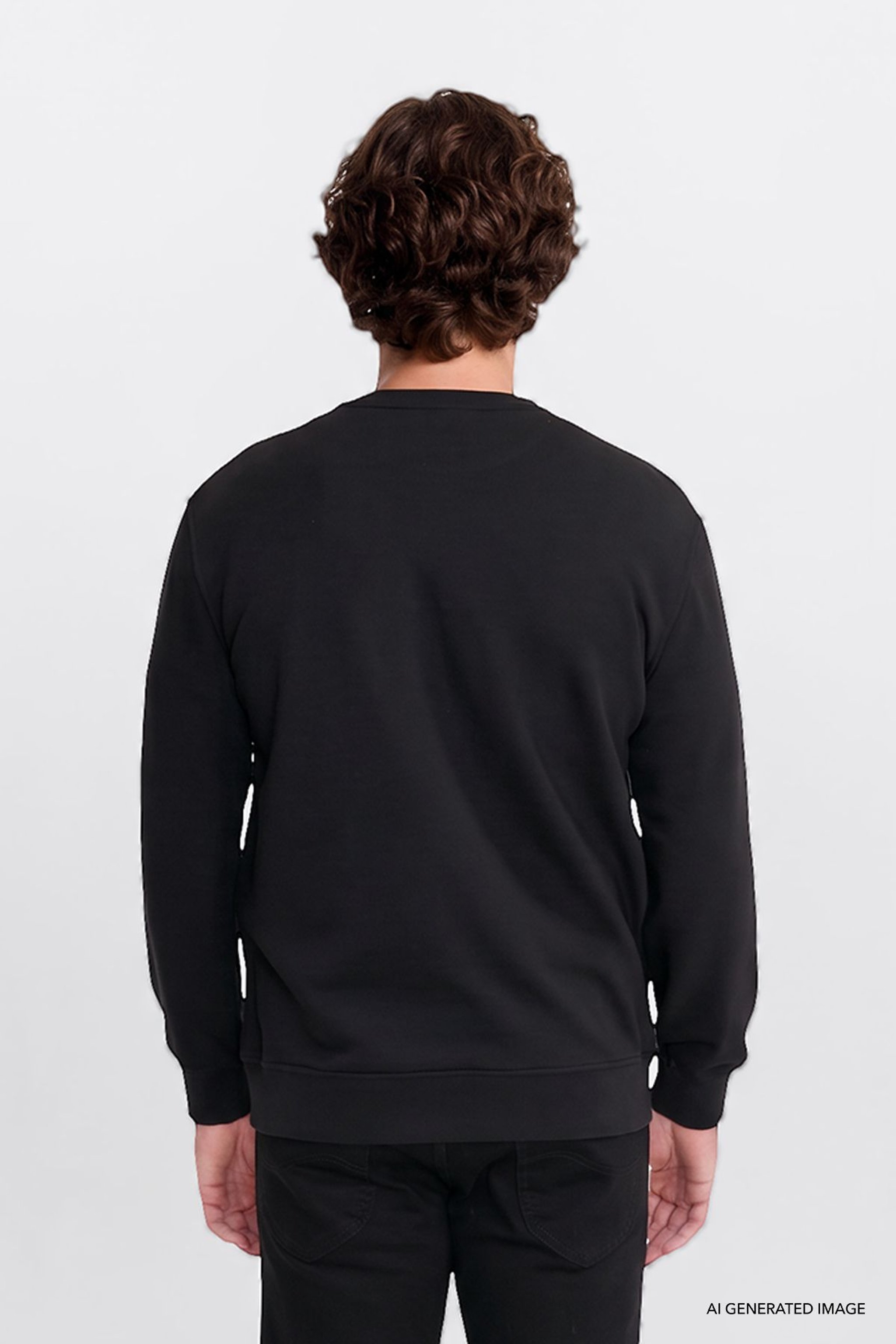 Pamuklu Regular Fit Normal Kesim Bisiklet Yaka Sweatshirt - Black-L2620075001 (görsel 4)