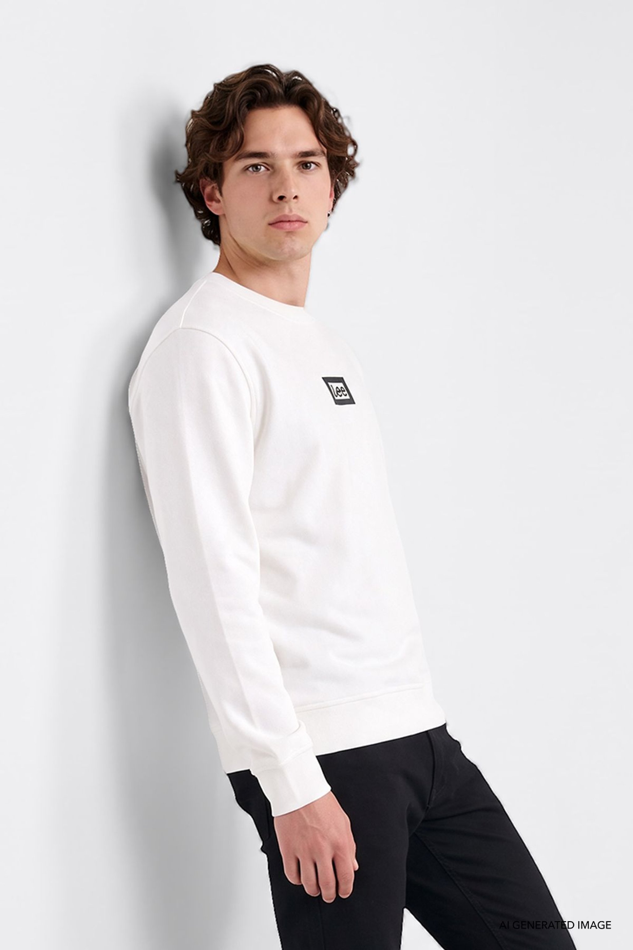 Pamuklu Regular Fit Normal Kesim Bisiklet Yaka Sweatshirt - Off White-L2620075102 (görsel 3)
