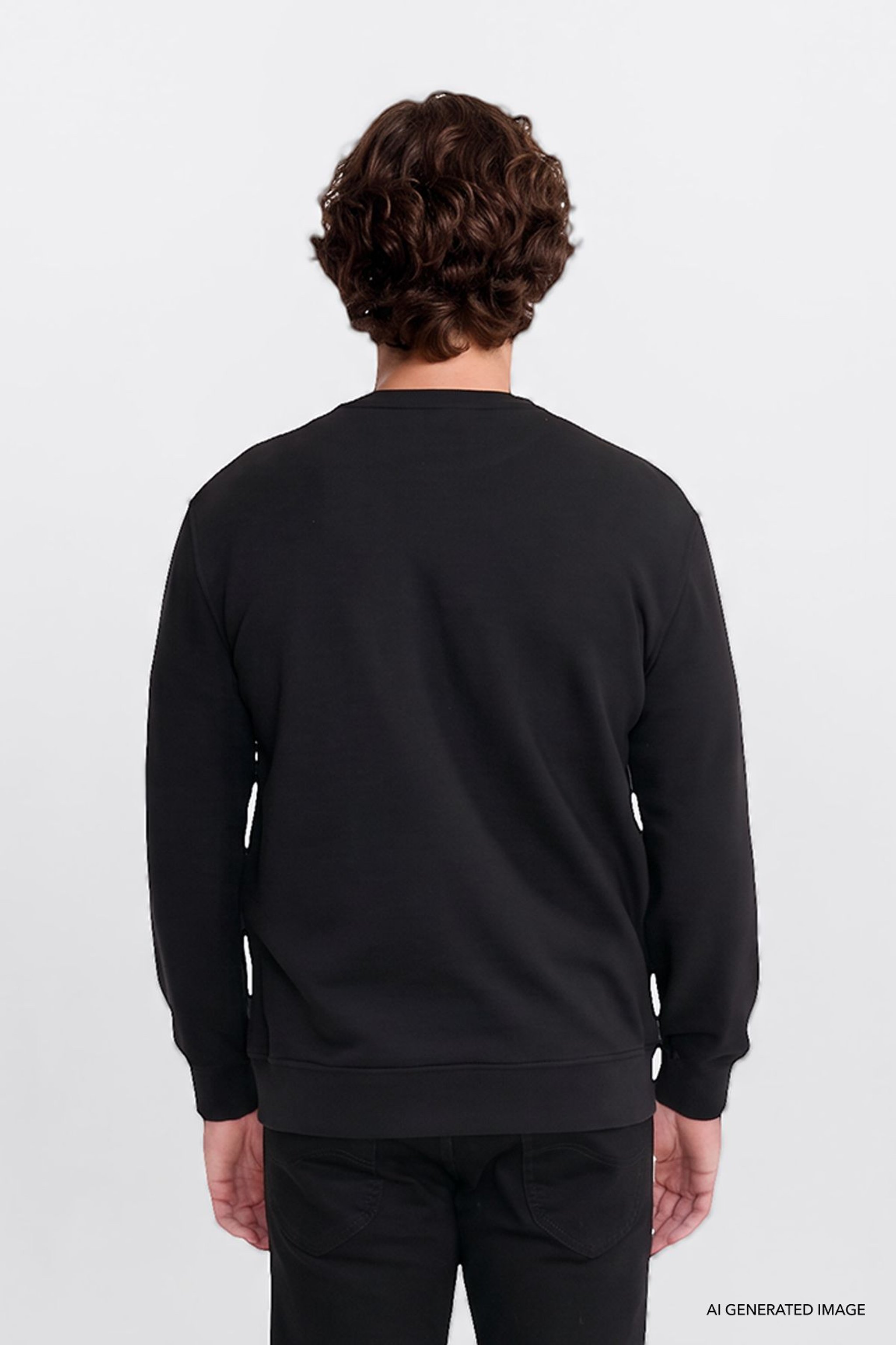 Pamuklu Regular Fit Normal Kesim Logo Detaylı Sweatshirt - Black-L2620151001 (görsel 5)