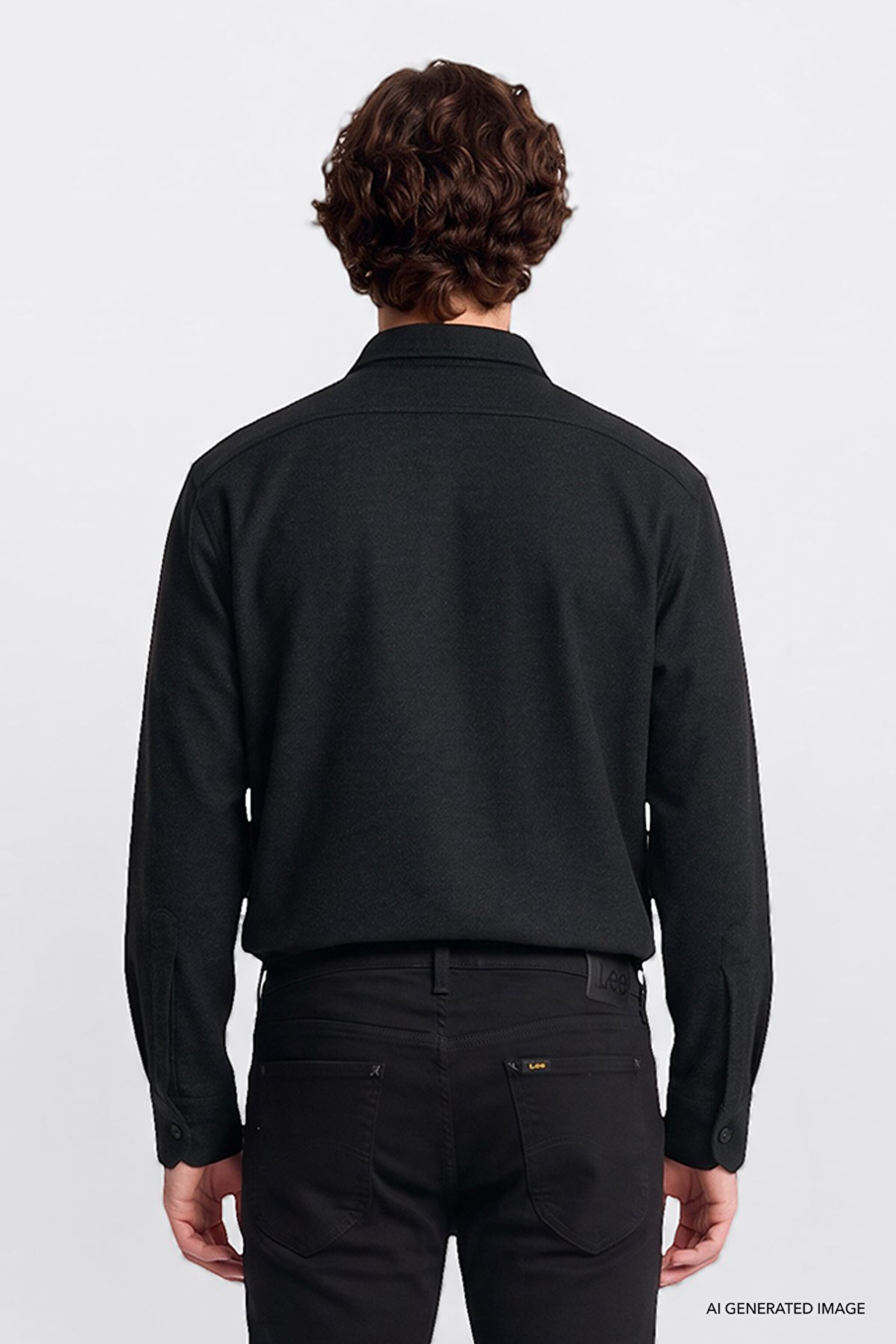 Pamuklu Regular Fit Normal Kesim Klasik Yaka Gömlek Ceket - Anthracita-L2620157003 (görsel 4)
