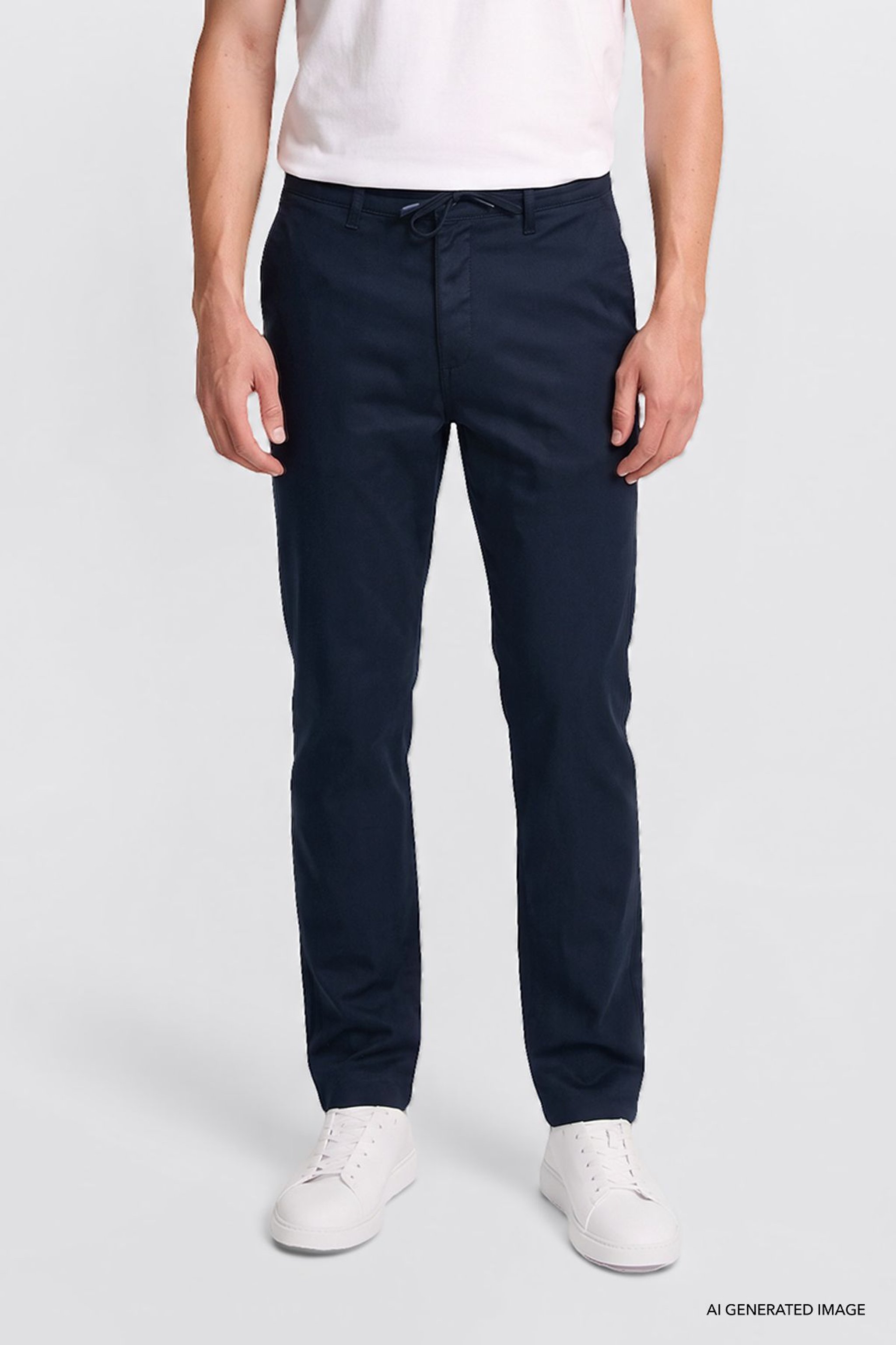 Yumuşak Dokulu Slim Fit Dar Kesim Cepli Esnek Chino Pantolon - Navy-L2620158410 (görsel 3)