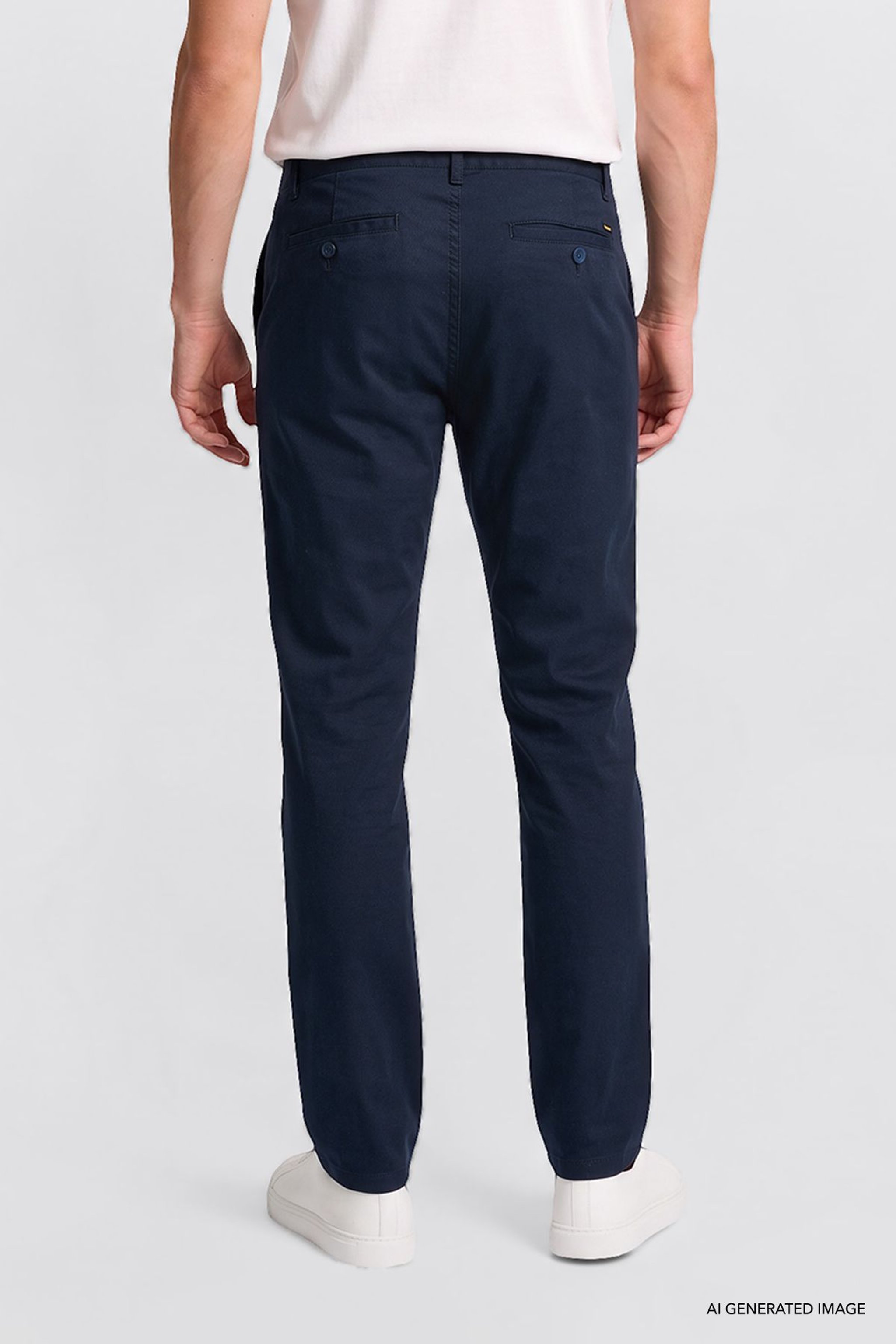 Yumuşak Dokulu Slim Fit Dar Kesim Cepli Esnek Chino Pantolon - Navy-L2620158410 (görsel 4)