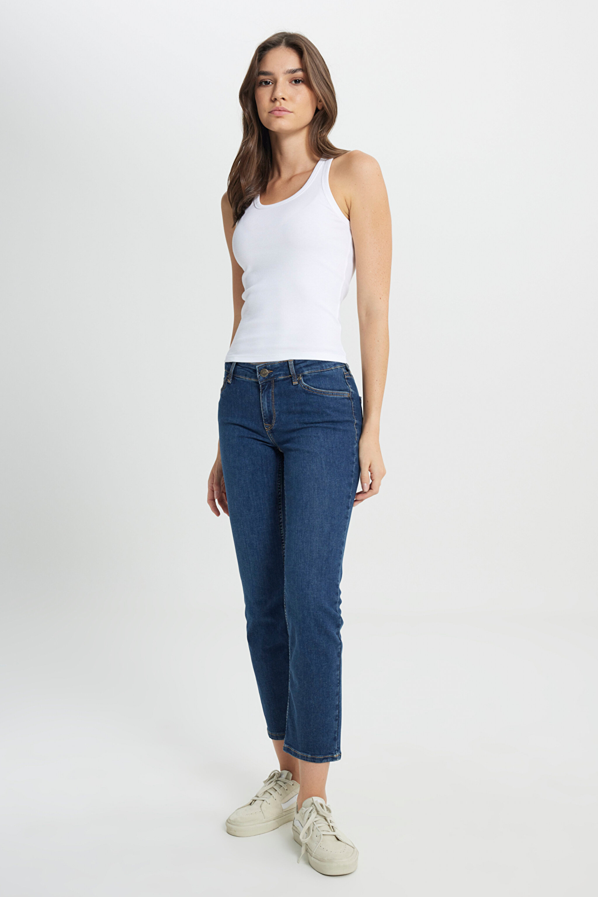 Marion Straight Fit Normal Bel Düz Paça Jean Kot Pantolon - Dark Worn-L301CGPP (görsel 2)