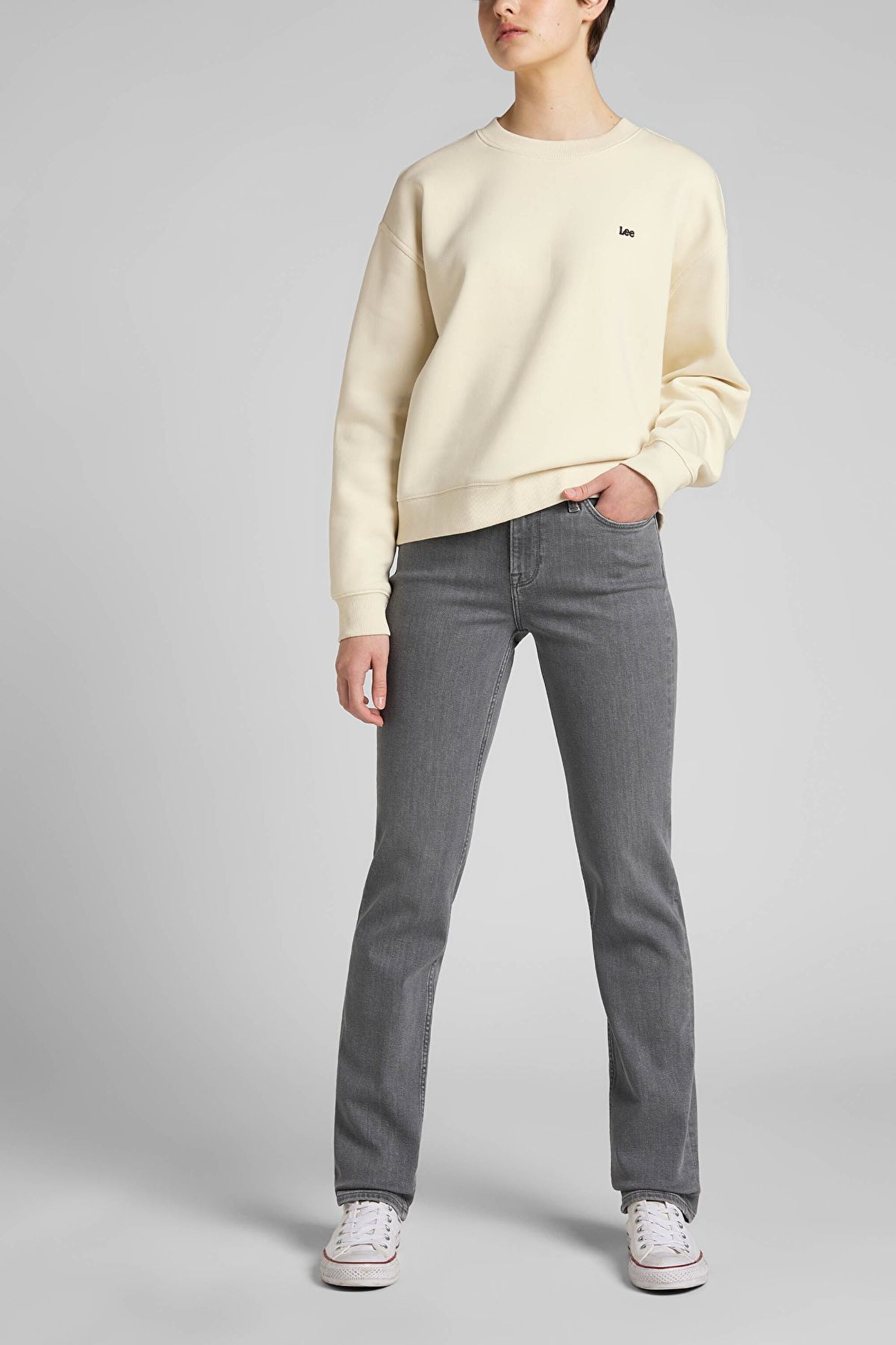 Marion Straight Fit Normal Bel Düz Paça Jean Kot Pantolon - Grey Lush-L301EFKE (görsel 2)