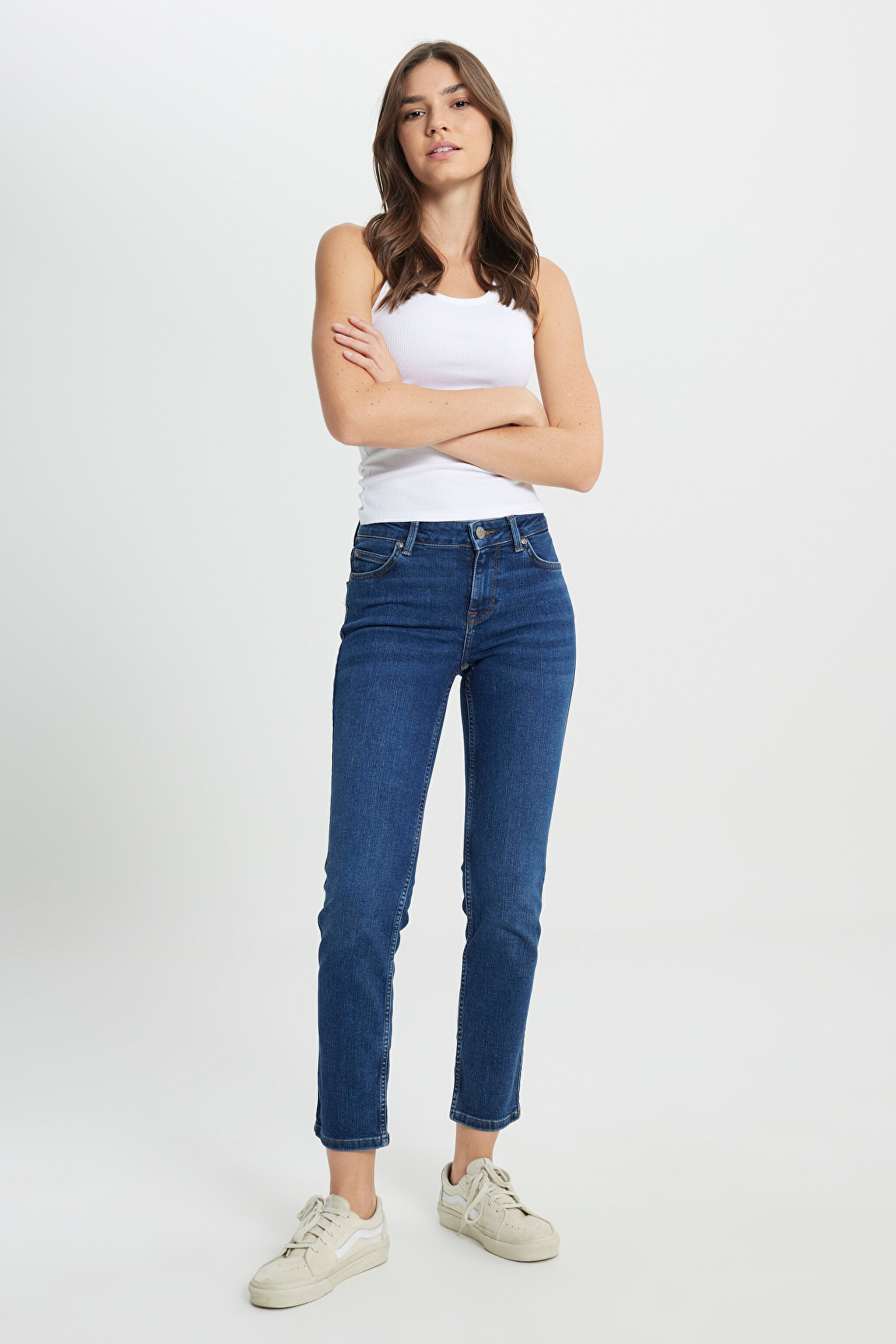 Marion Straight Fit Düz Kesim Normal Bel Esnek Jean Kot Pantolon
