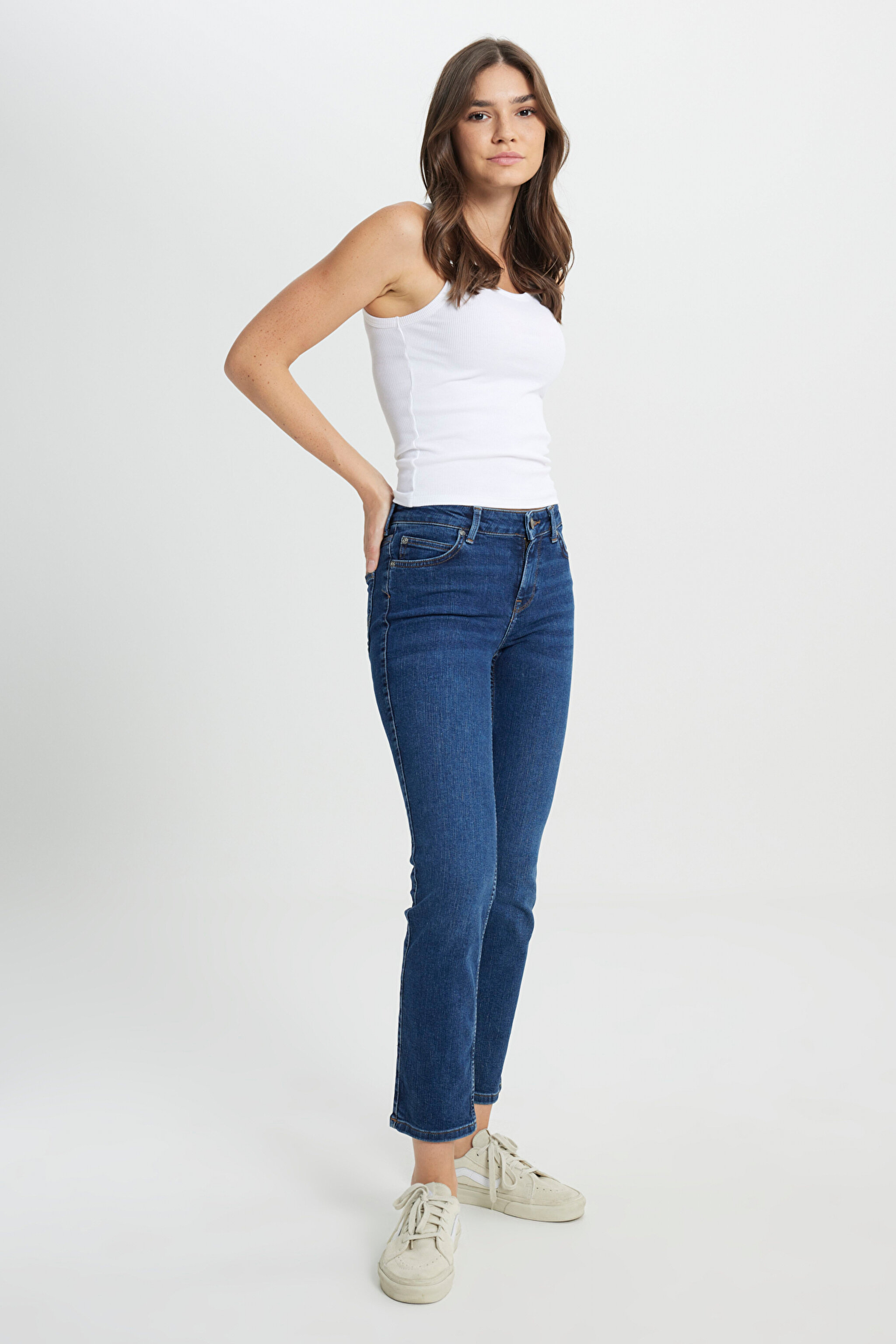 Marion Straight Fit Düz Kesim Normal Bel Esnek Jean Kot Pantolon - Mid Worn in-L301EMC39 (görsel 3)