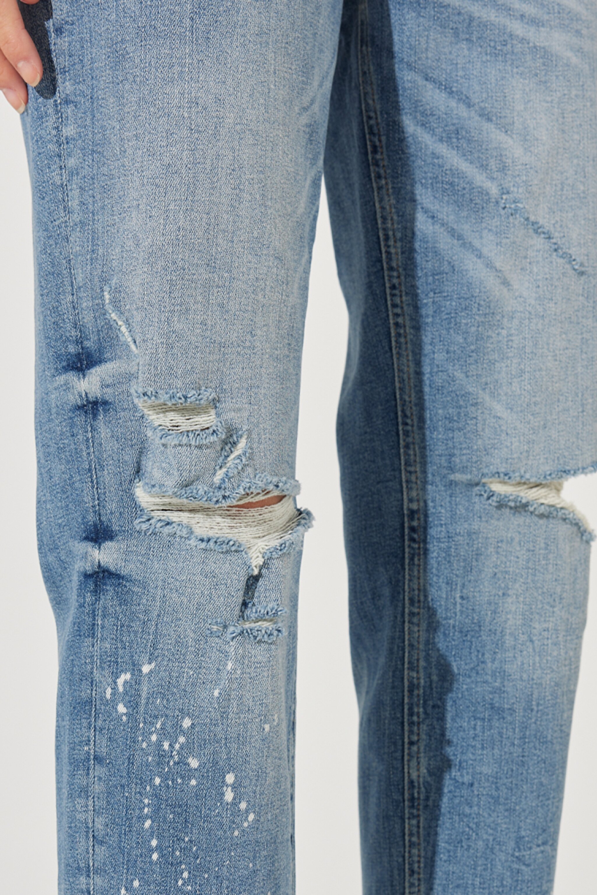 Carol Cropped Straight Fit Yüksek Bel Esnek Jean Kot Pantolon - Mid Indigo-L30U002381 (görsel 6)