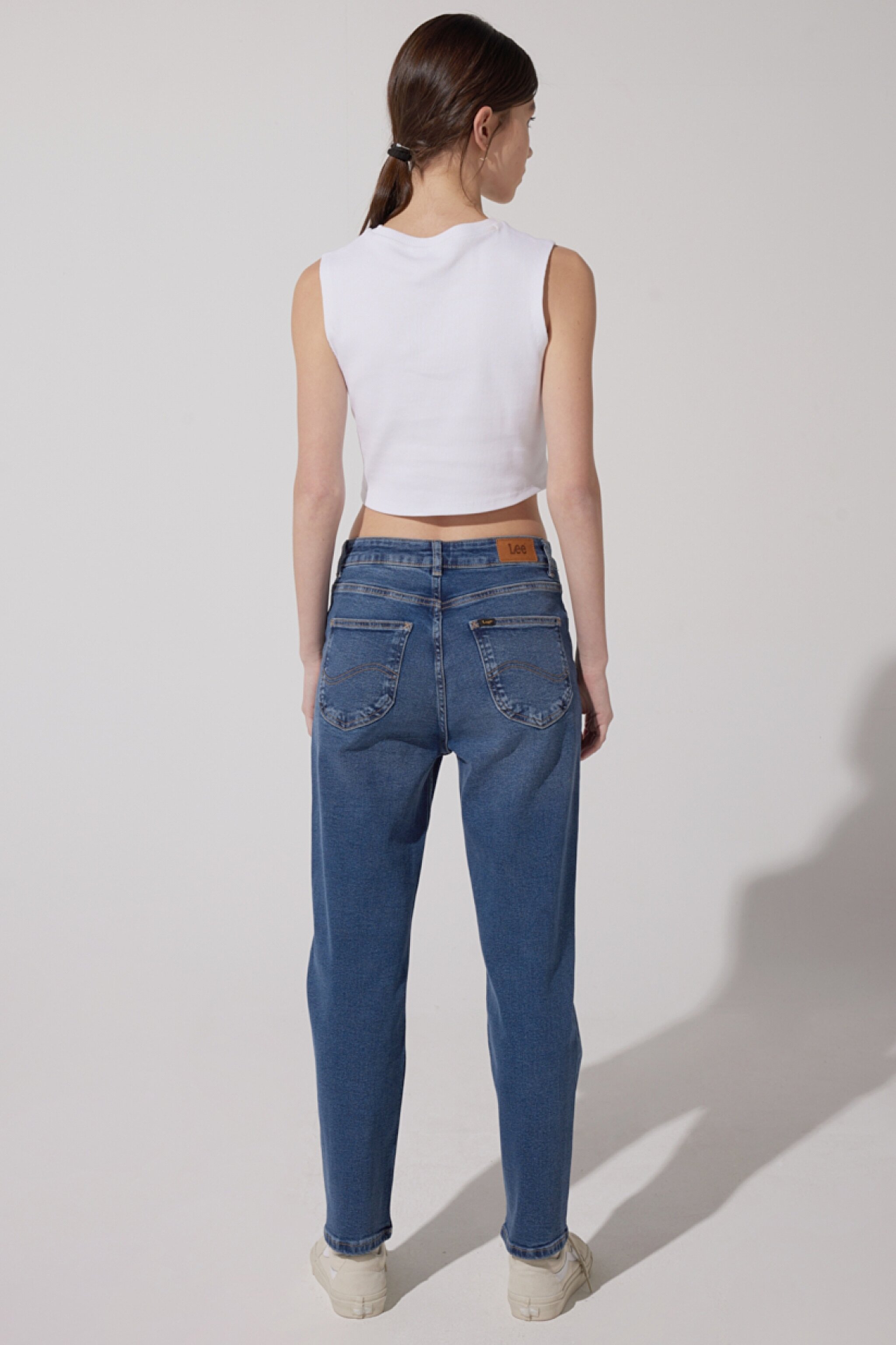 Carol Straight Fit Düz Kesim Yüksek Bel Mavi Esnek Jean Kot Pantolon - Mid Blue-L30U008XT (görsel 6)