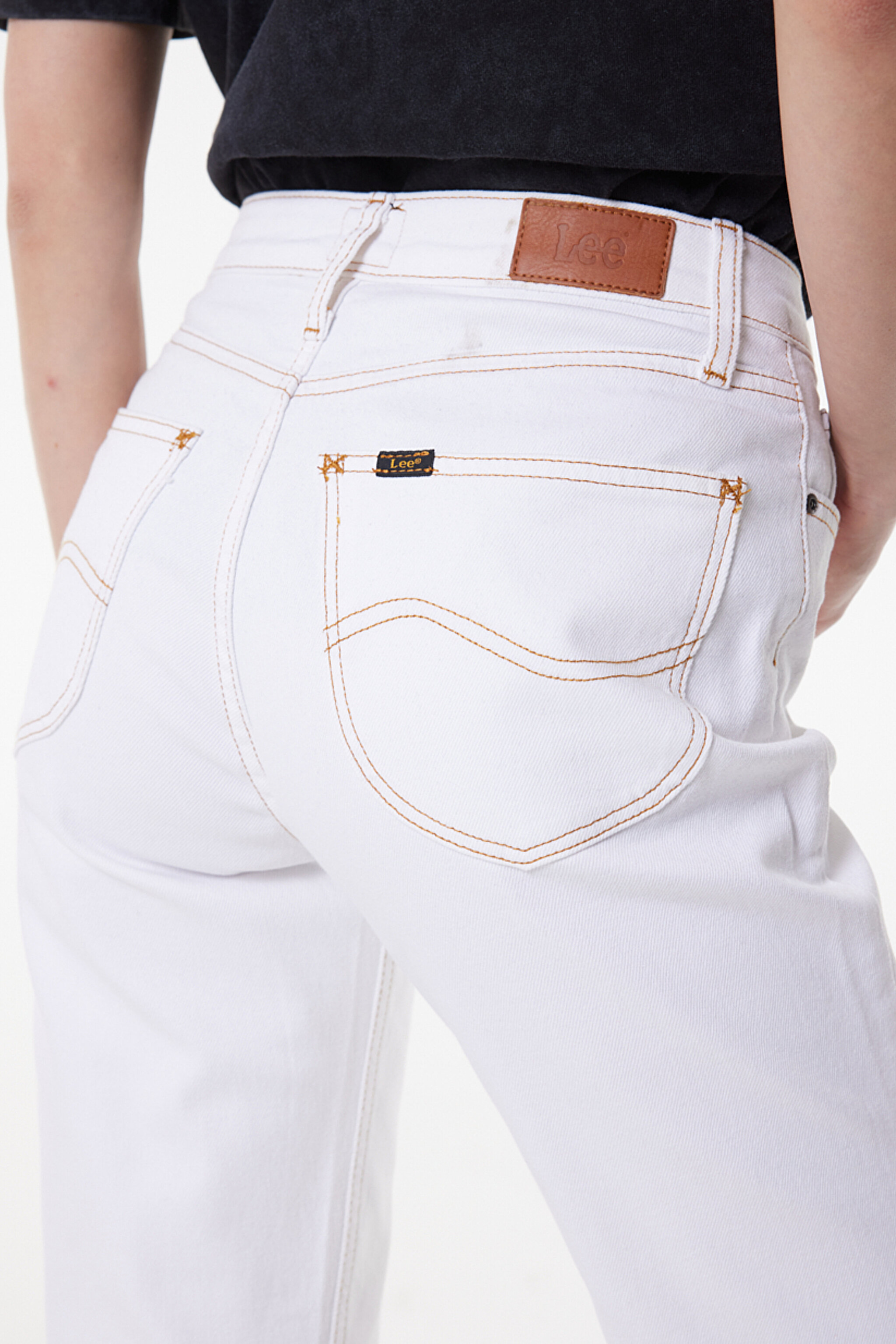 Carol Straight Fit Düz Kesim Yüksek Bel Beyaz Esnek Jean Kot Pantolon - White-L30U013100 (görsel 5)