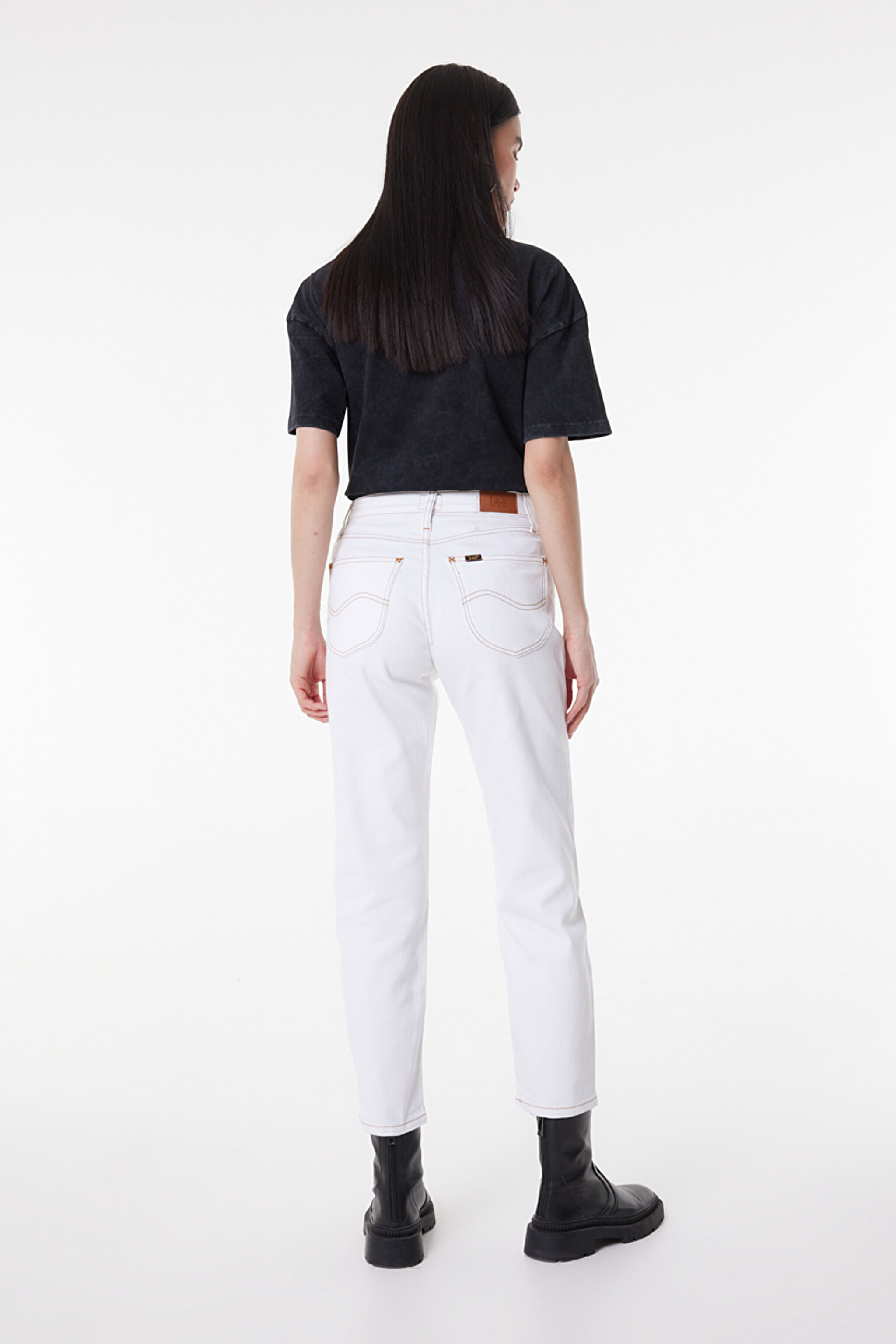 Carol Straight Fit Düz Kesim Yüksek Bel Beyaz Esnek Jean Kot Pantolon - White-L30U013100 (görsel 6)