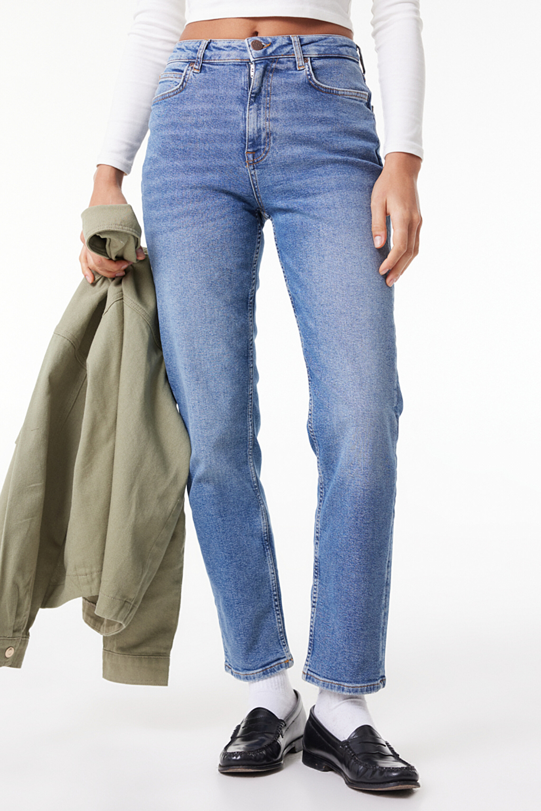 Carol Regular Fit Normal Kesim Yüksek Bel Açık Mavi Esnek Jean Kot Pantolon - Stone-L30U01458 (görsel 3)