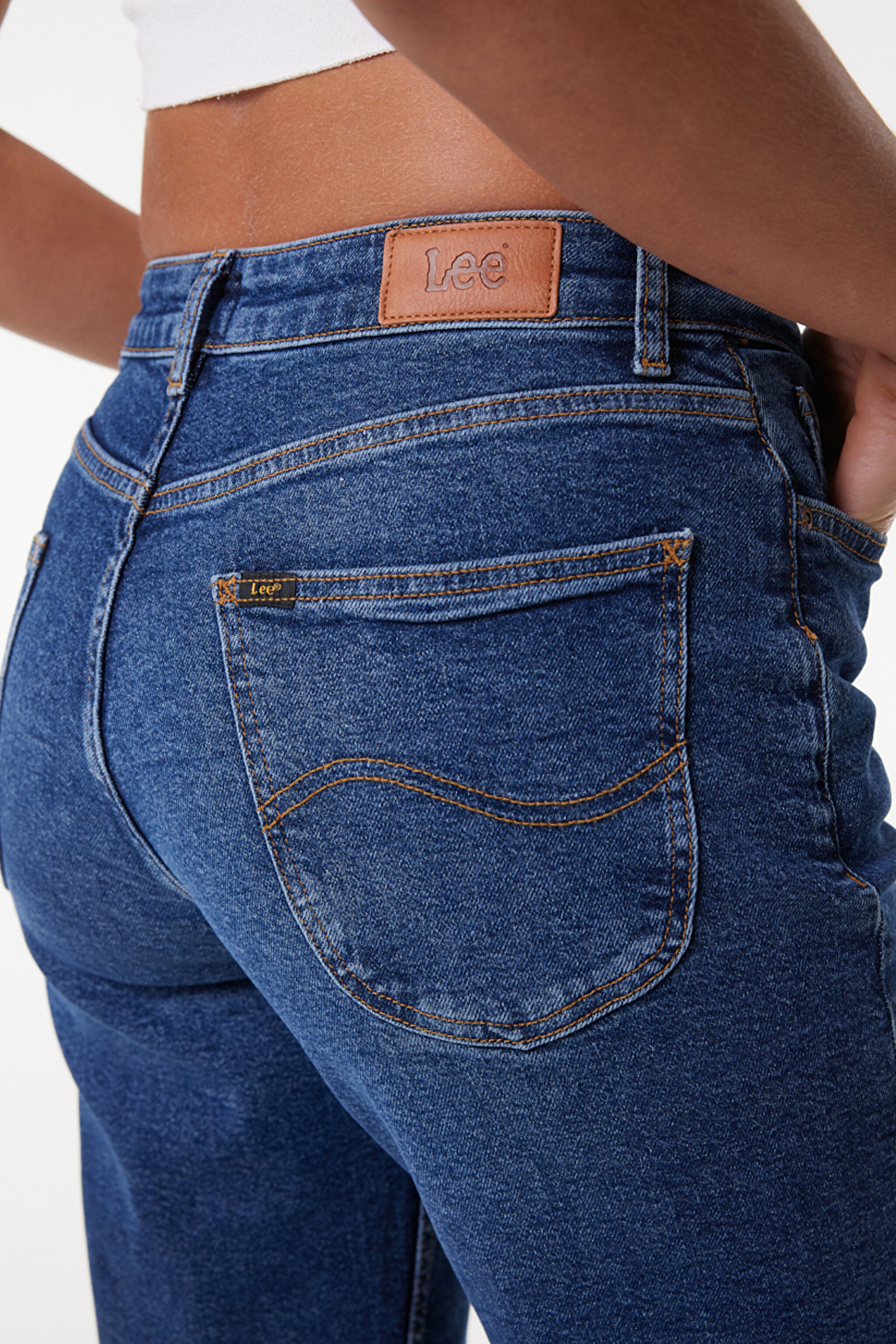 Carol Regular Fit Normal Kesim Yüksek Bel Mavi Esnek Jean Kot Pantolon - Mid Blue-L30U014XT (görsel 3)