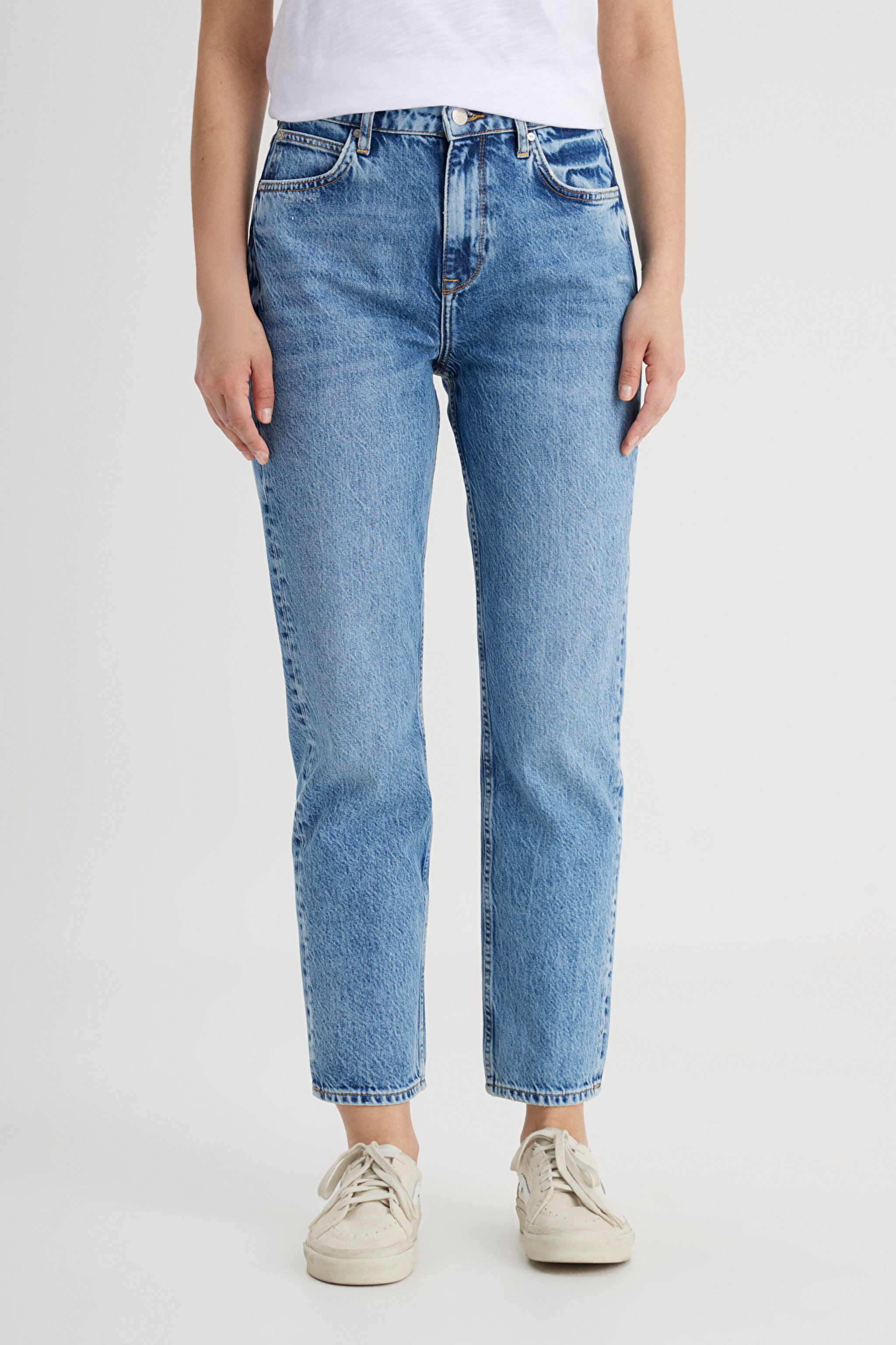 Regular Fit Normal Kesim Yüksek Bel Düz Paça %100 Pamuk Carol Mavi Jean Kot Pantolon - Bleach-L30U021851 (görsel 5)