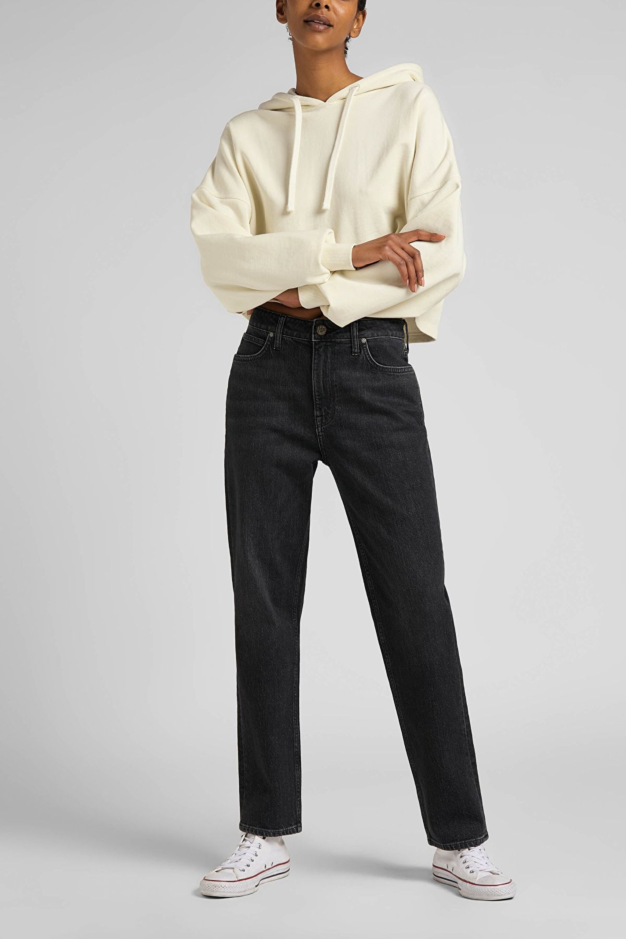 Carol Cropped Straight Fit Yüksek Bel Esnek Jean Kot Pantolon - Rock-L30UBBPG (görsel 2)
