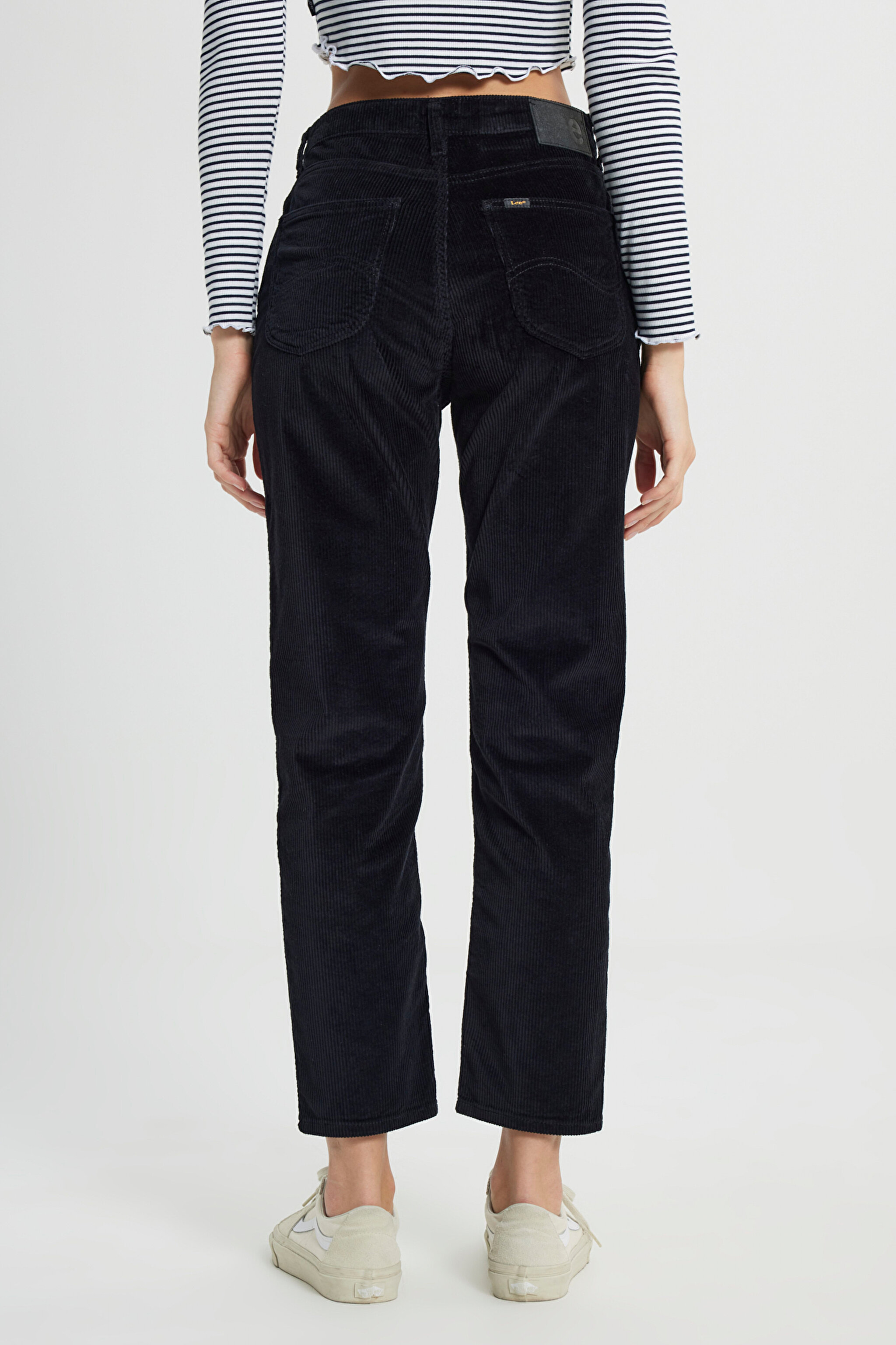 Carol Cropped Straight Fit Yüksek Bel Esnek Jean Kot Pantolon - Black-L30UBF01 (görsel 4)