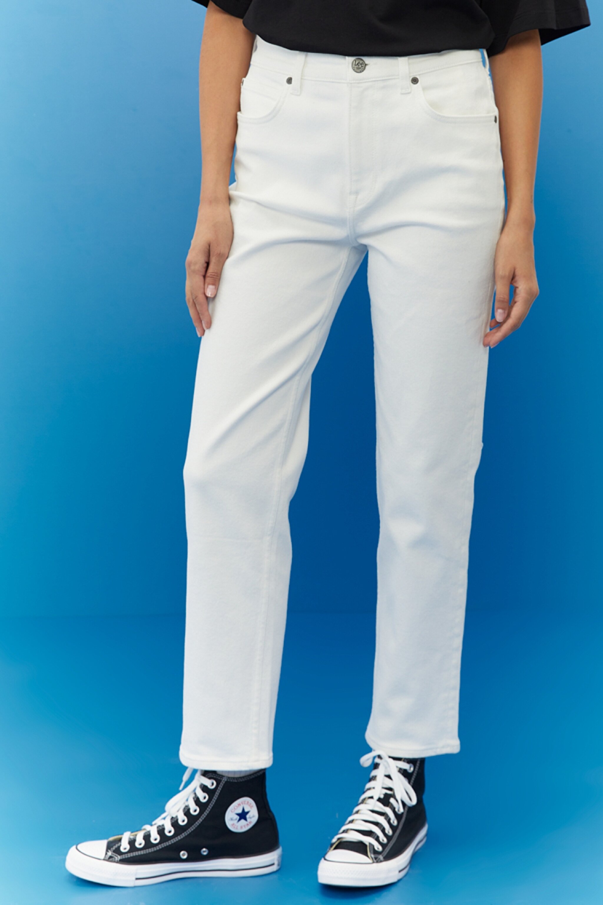 Carol Cropped Straight Fit Yüksek Bel Jean Kot Pantolon - Winter White-L30UFEIX
