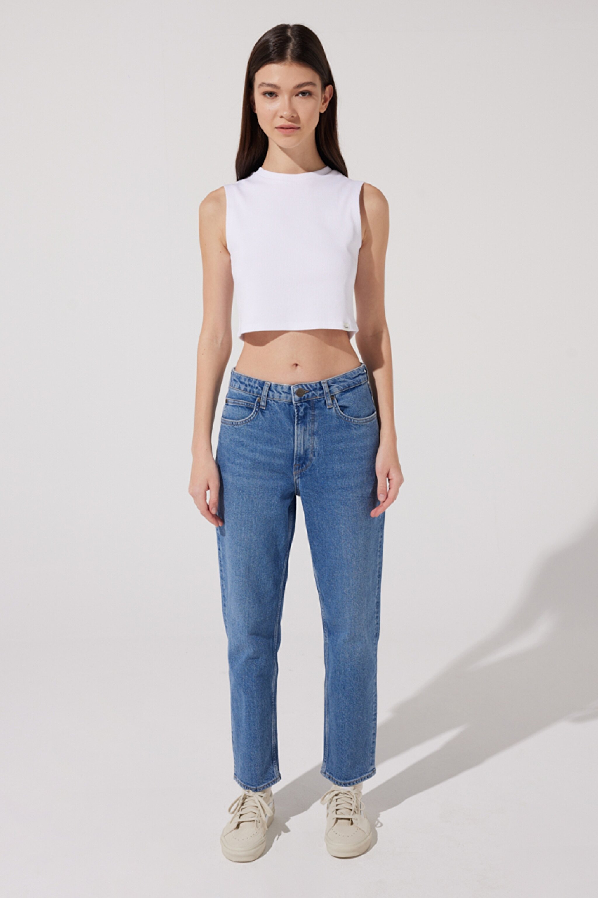 Carol Straight Fit Düz Kesim Yüksek Bel Esnek Jean Kot Pantolon - Mid Wash-L30UHGC05 (görsel 3)