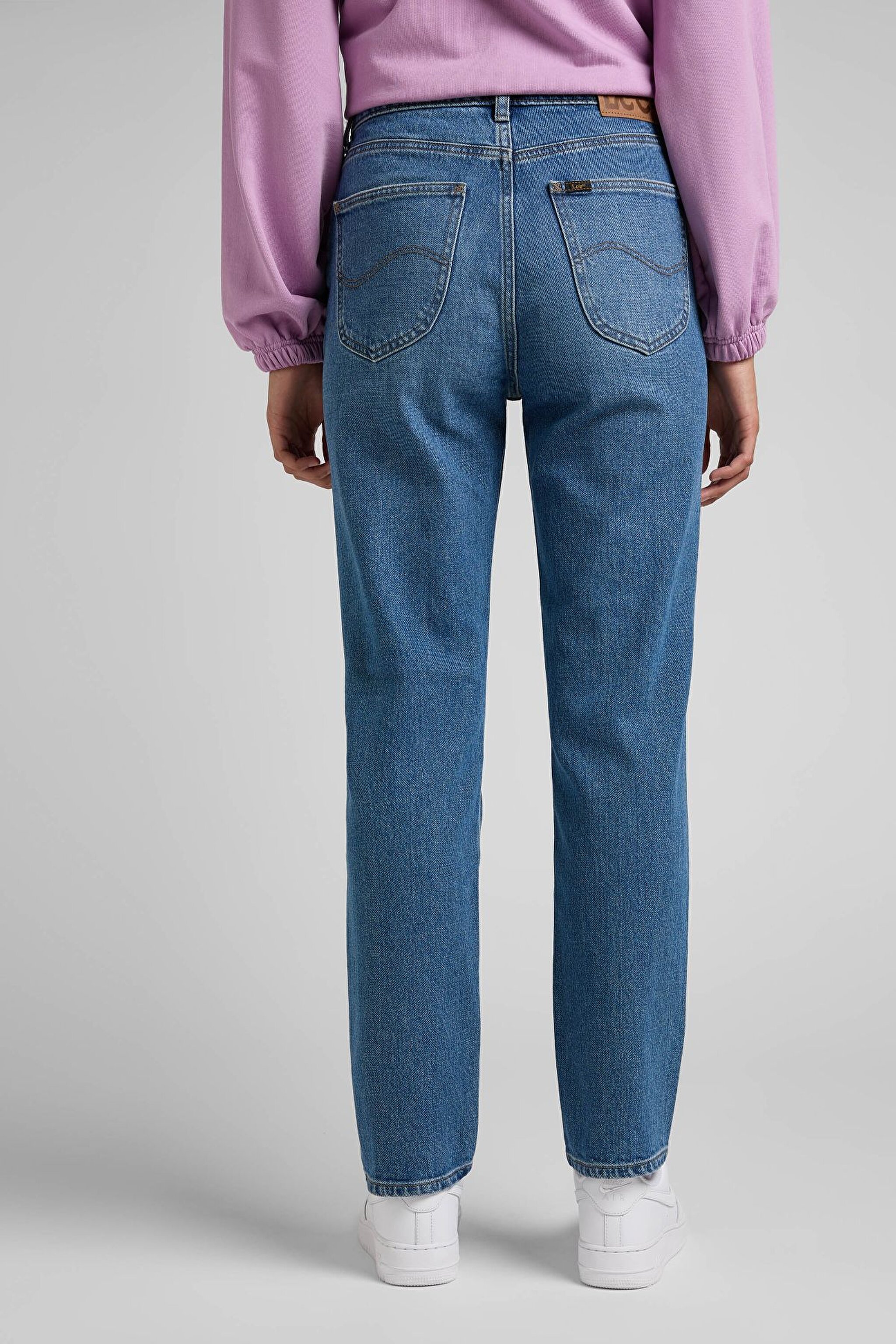 Carol Cropped Straight Fit Yüksek Bel Esnek Jean Kot Pantolon - Mid Trashed-L30UMWKI (görsel 3)