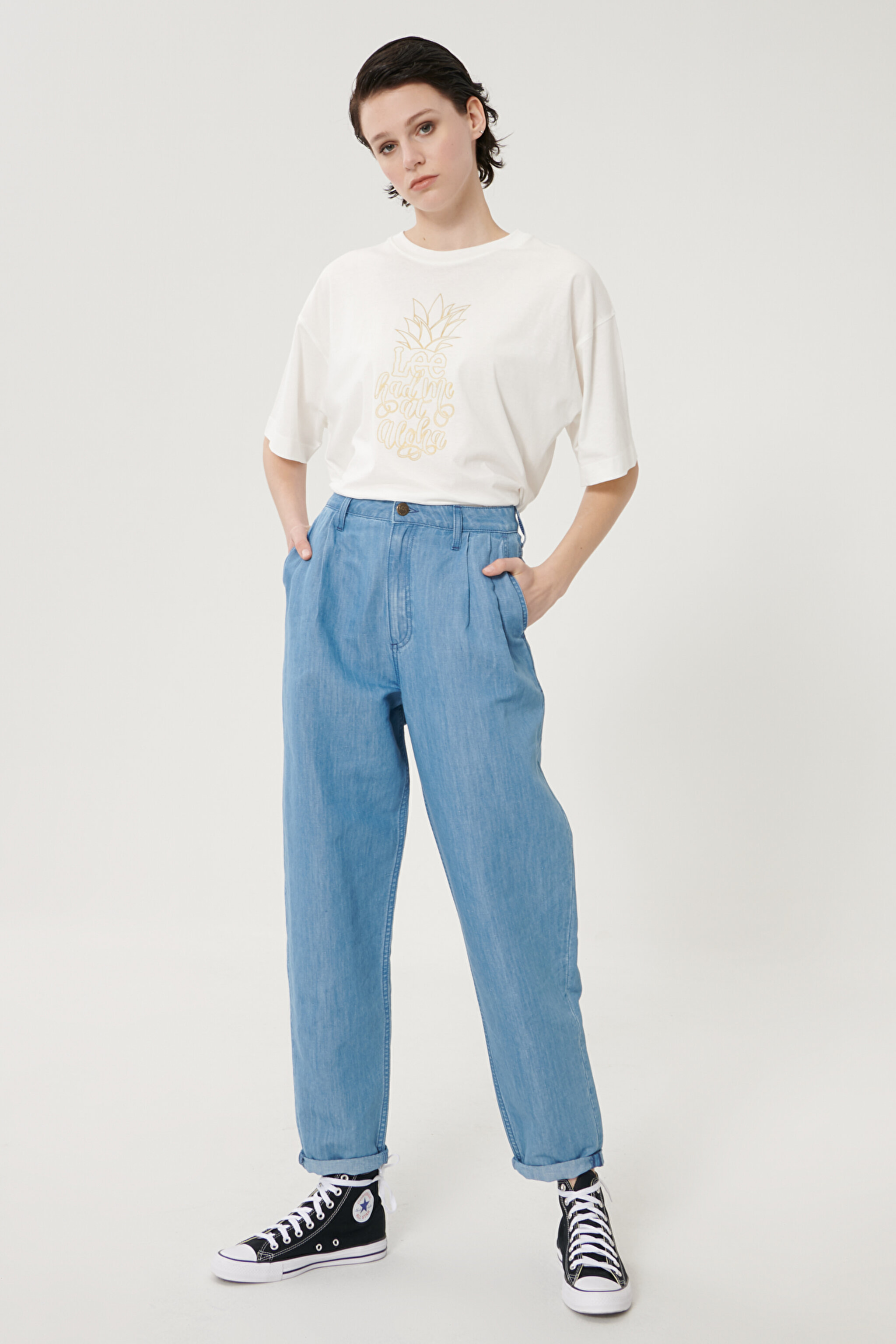 Stella Tapered Fit Denim Esnek Jean Kot Pantolon - Light Blue-L30VNBYK