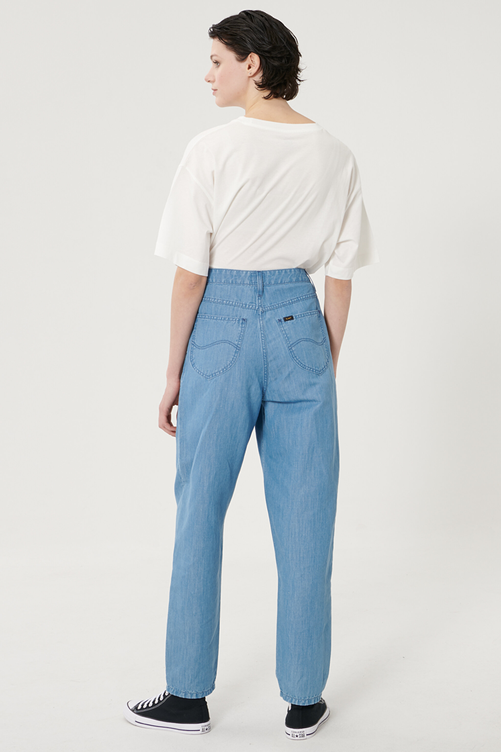 Stella Tapered Fit Denim Esnek Jean Kot Pantolon - Light Blue-L30VNBYK (görsel 4)