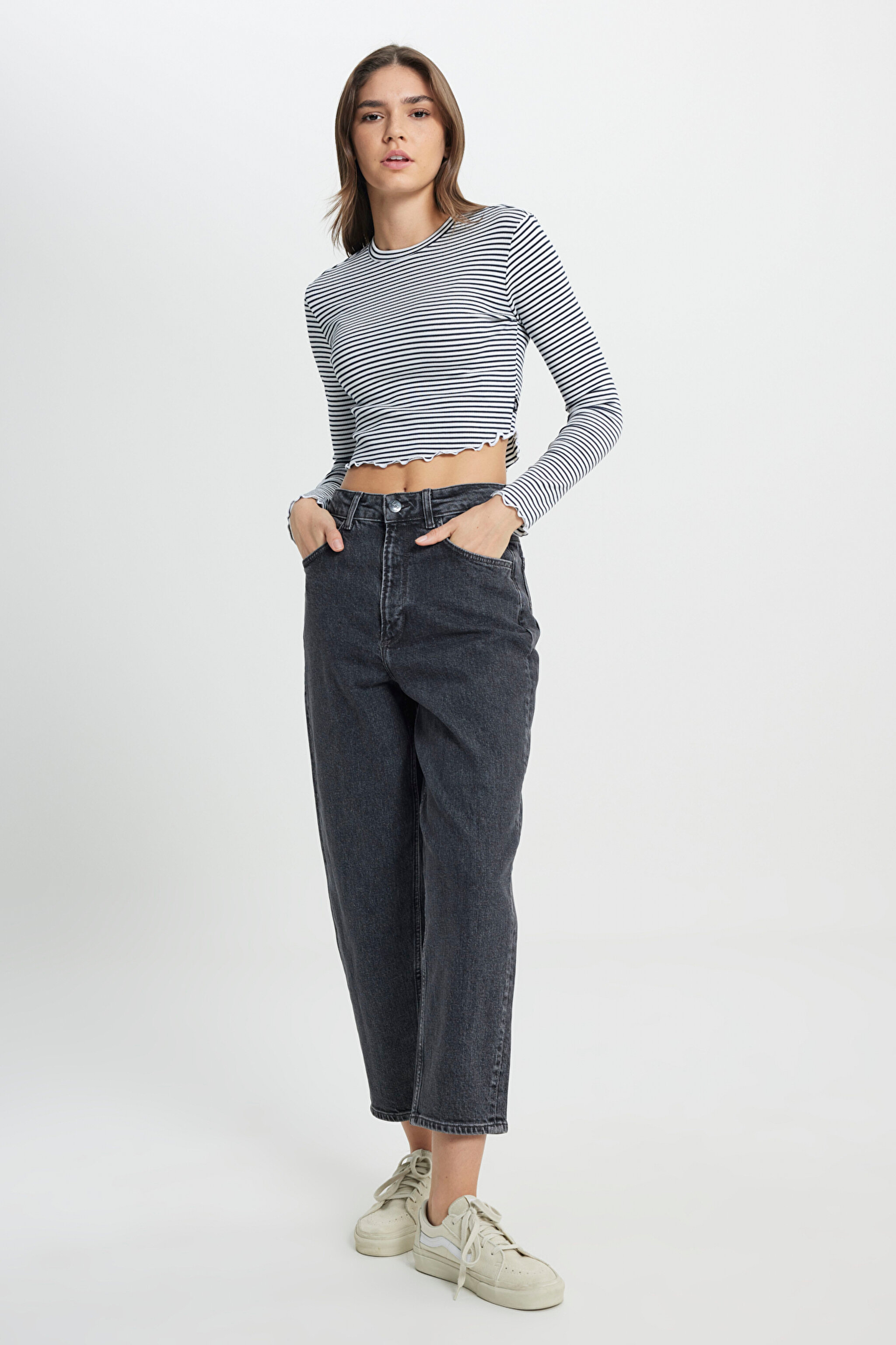Regular Fit Normal Bel Esnek Jean Pantolon - Anthracite-L31J003003