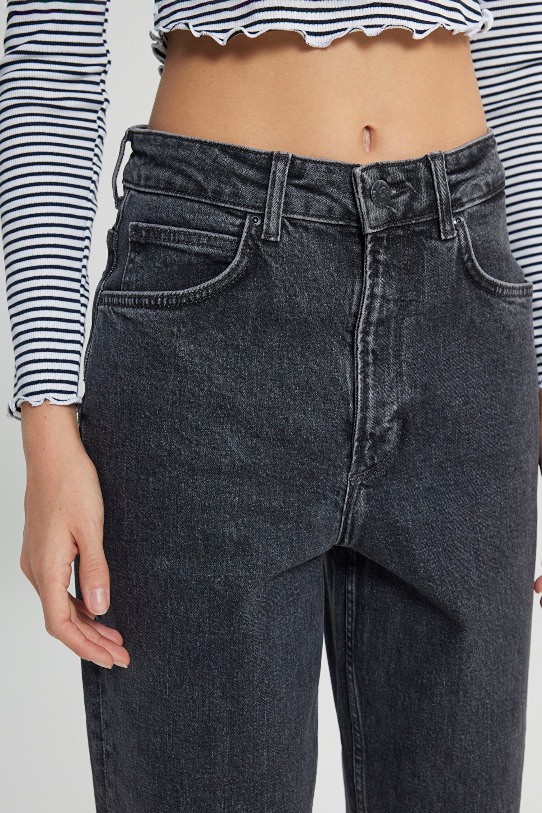 Regular Fit Normal Bel Esnek Jean Pantolon - Anthracite-L31J003003 (görsel 5)